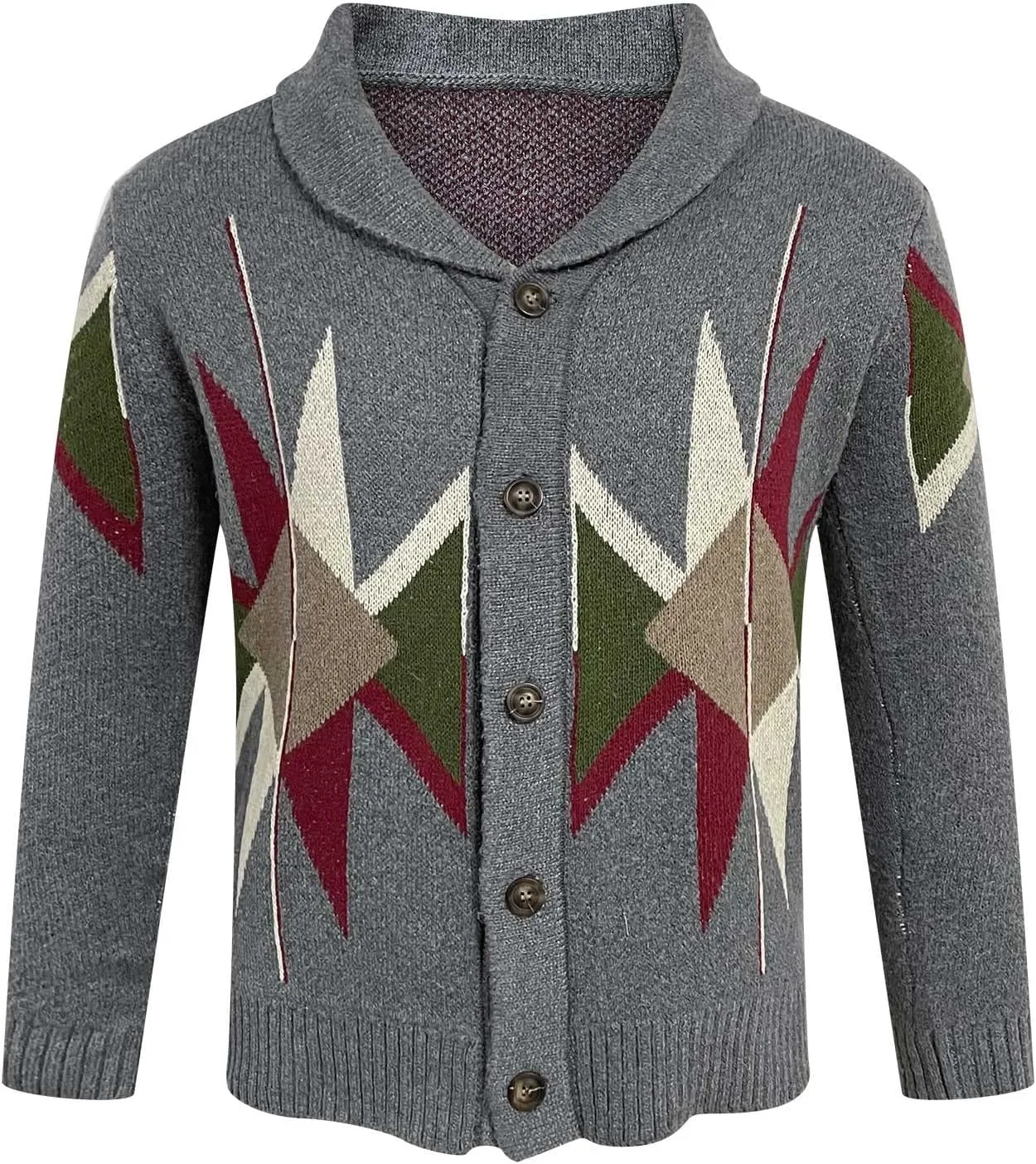 Knit Sweater for Men V Neck Button Down Cardigan Sweater Big and Tall Winter Sweaters Shawl Collar Knit Cardigan