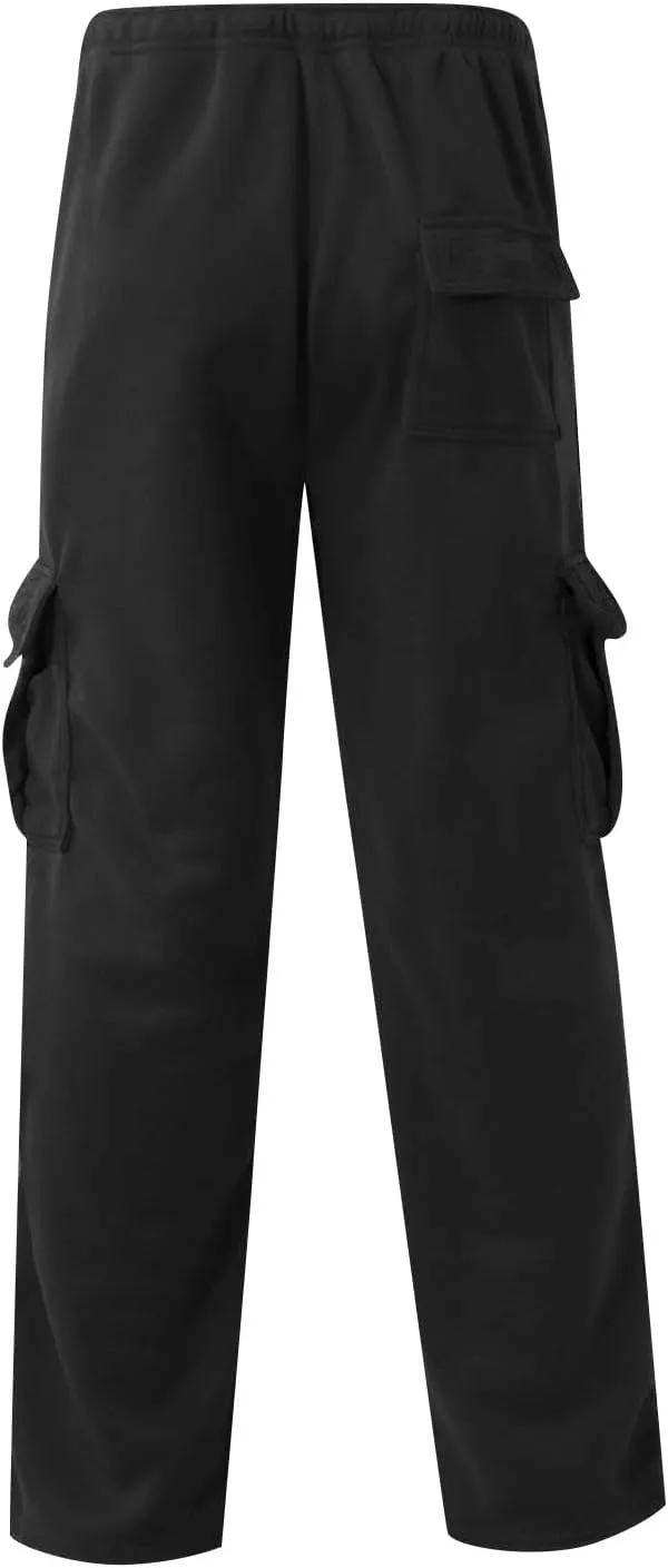 KUIOLYPOER Men's Cargo Sweatpants Drawstring Multi-Pocket Solid Casual Athletic Pants Baggy Straight Elastic Waist Joggers