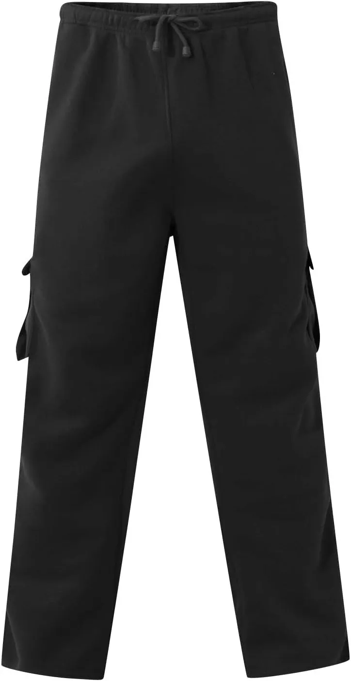 KUIOLYPOER Men's Cargo Sweatpants Drawstring Multi-Pocket Solid Casual Athletic Pants Baggy Straight Elastic Waist Joggers