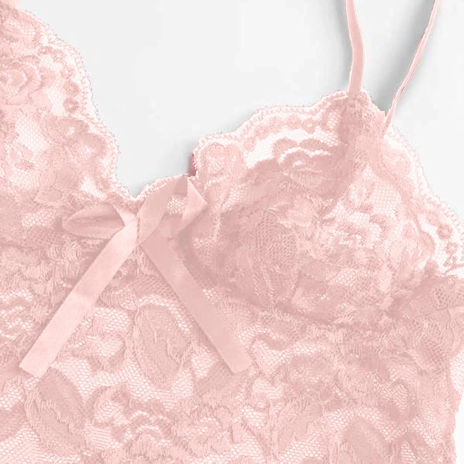 Lace Bralettes 2 Pieces Sets for WomenEmbroidery Spaghetti Strap Crop Top and Panty SetPajamas Sets Sleepwear