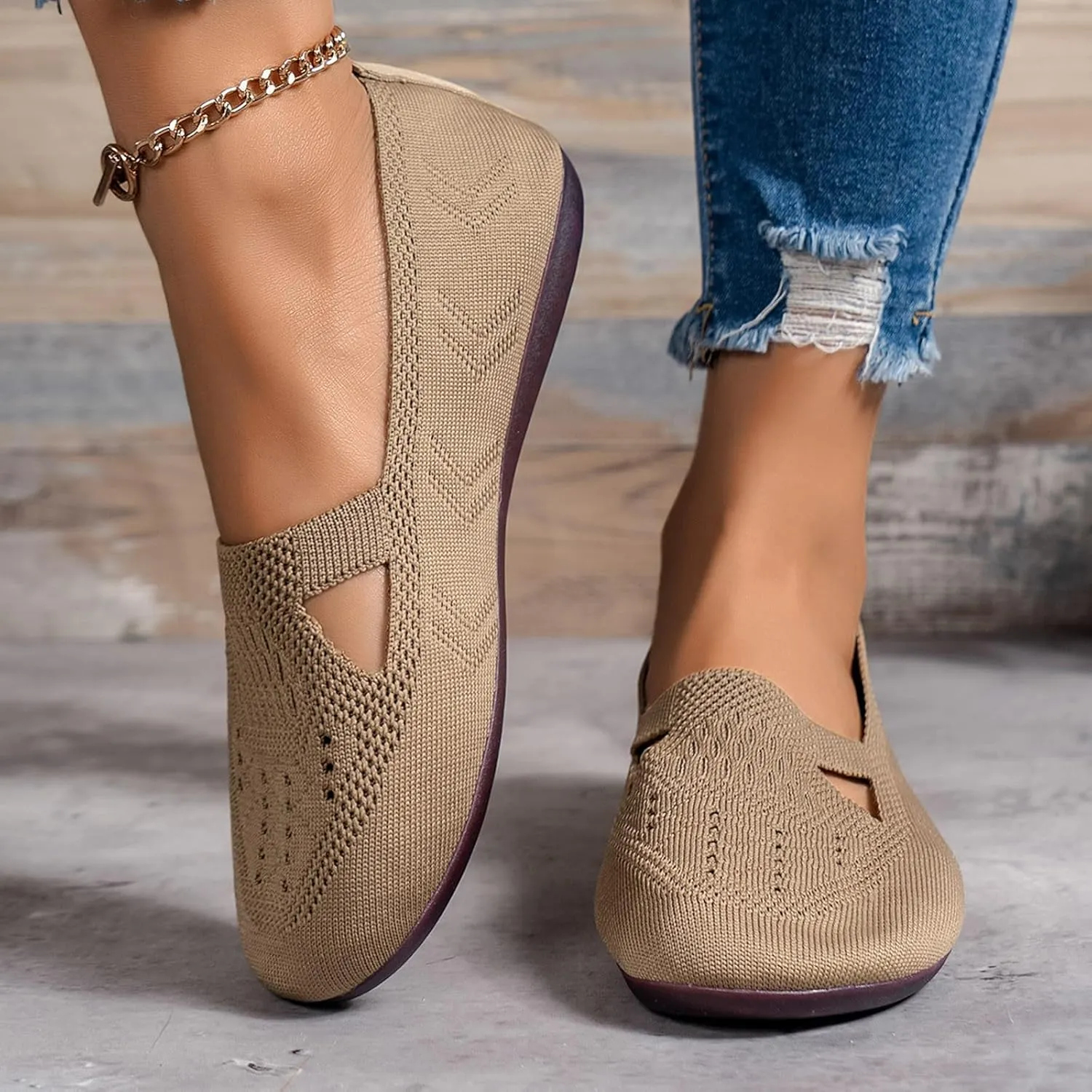 Ladies Breathable Hollow Out Mesh Flat Out Lightweight Large Size Casual Shoes Business Casual Work Shoes for