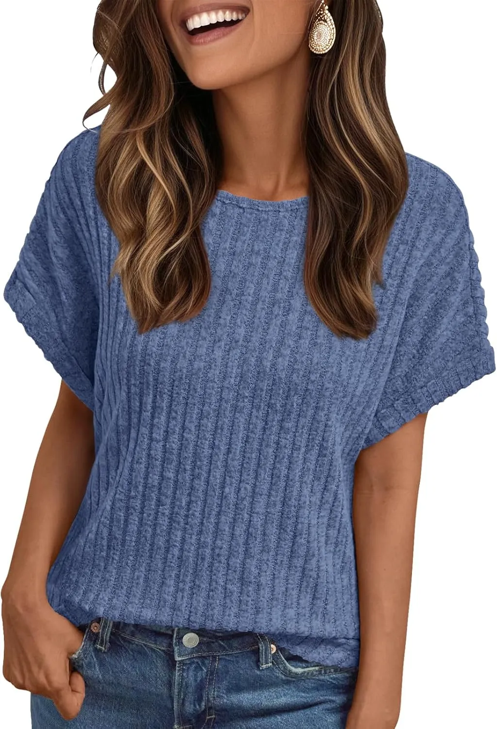 LILLUSORY Women Short Sleeve T Shirt Summer Sweater Dressy Casual Blouse Business Top Work Clothing