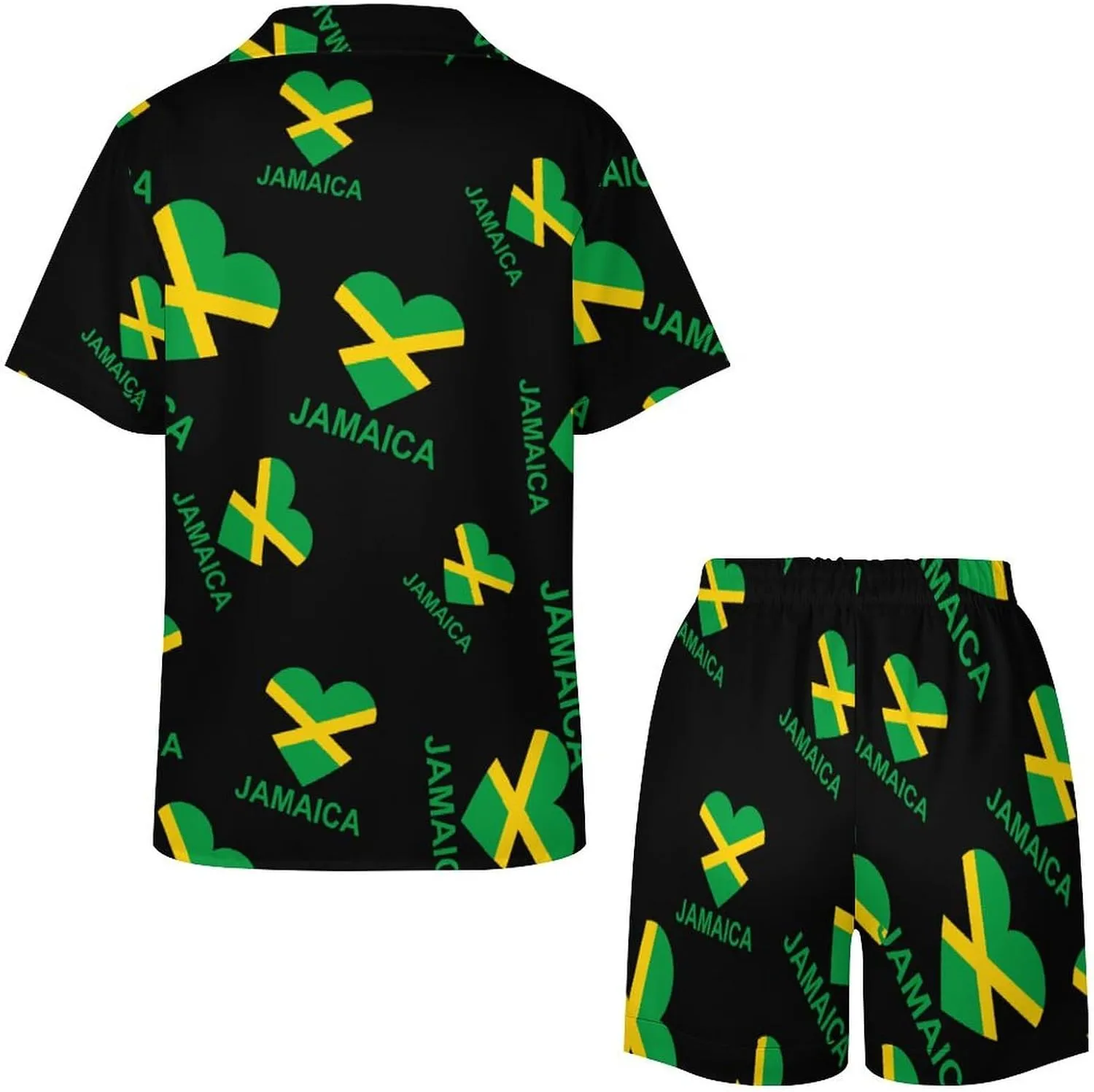 Love Jamaica Womens Silk Satin Pajamas Set Short Sleeve Button-Down Sleepwear Loungewear Pj Set