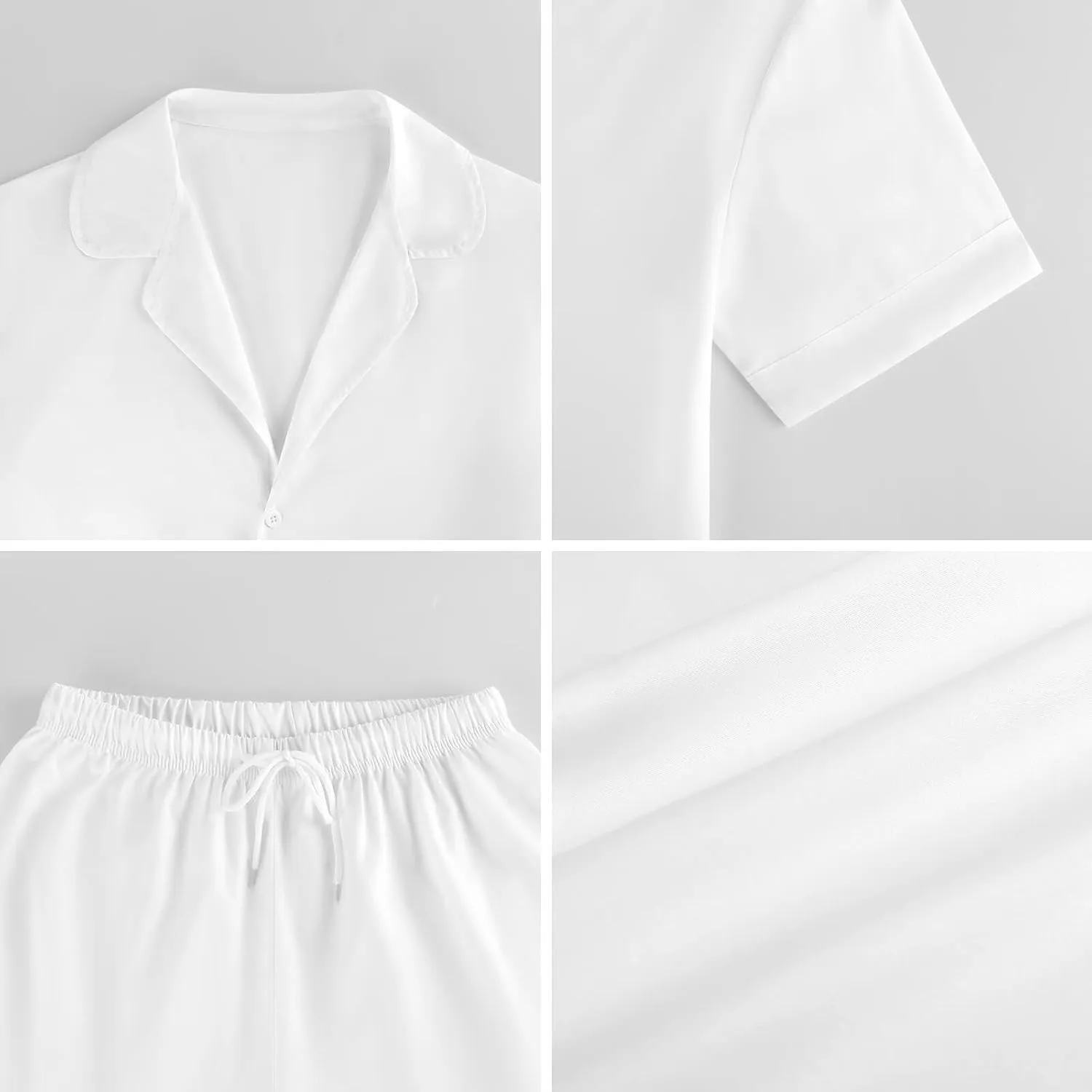 Love Jamaica Womens Silk Satin Pajamas Set Short Sleeve Button-Down Sleepwear Loungewear Pj Set
