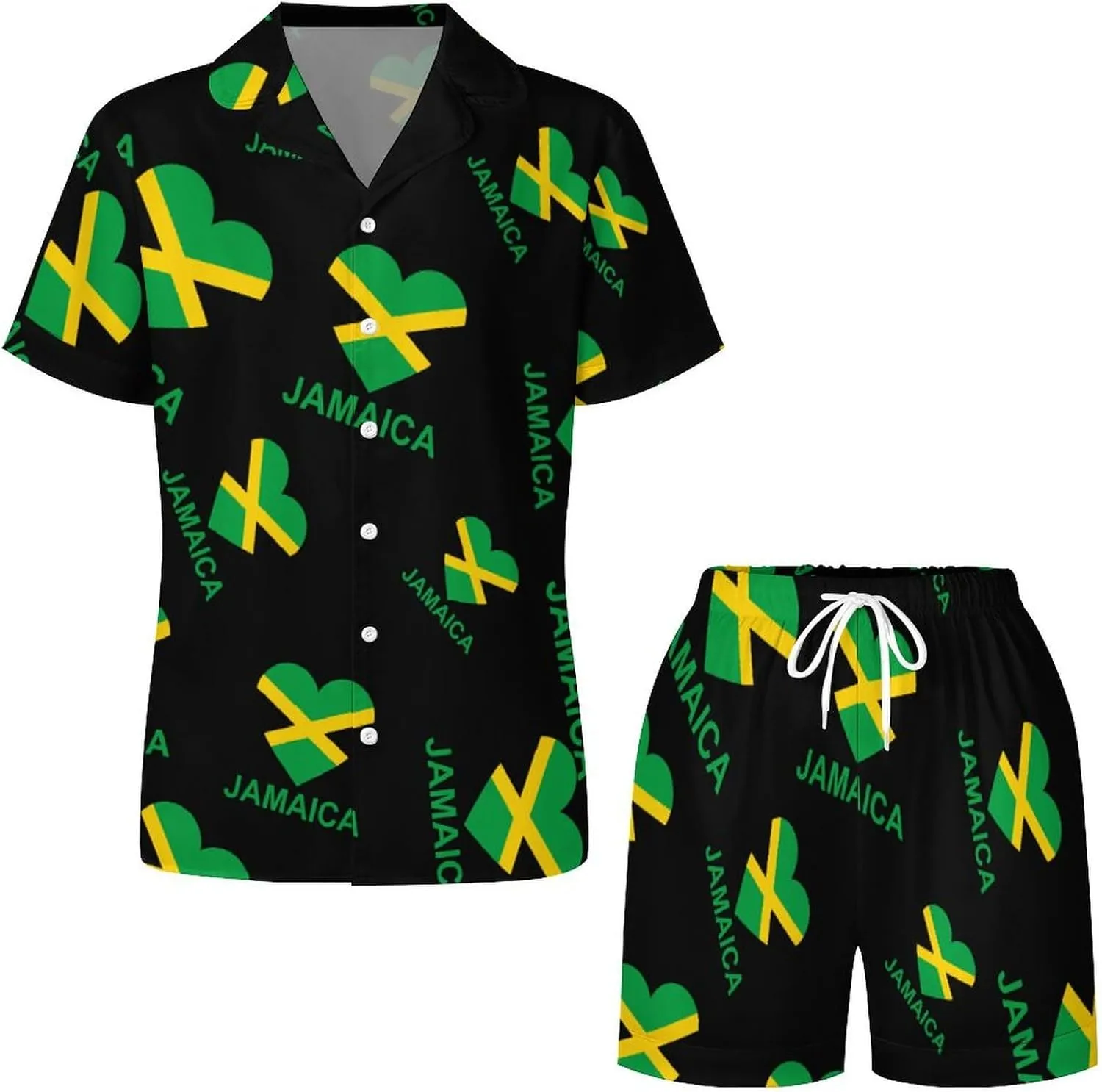 Love Jamaica Womens Silk Satin Pajamas Set Short Sleeve Button-Down Sleepwear Loungewear Pj Set