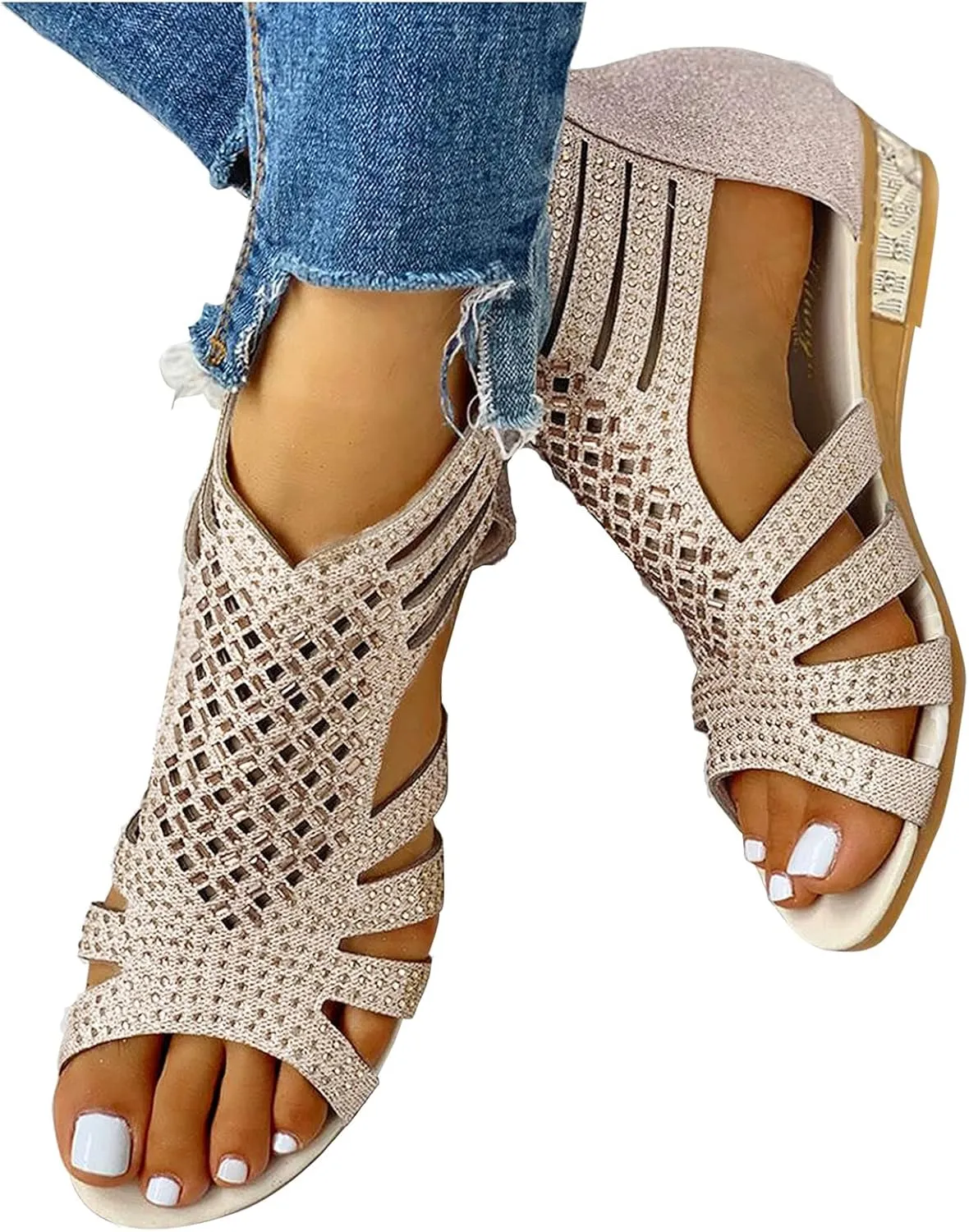 Masbird Sandals for Women Summer 2021 Womens Sandals Open Toe Flip Flops Slippers Casual Summer Beach Lace Up Strapy Sandals