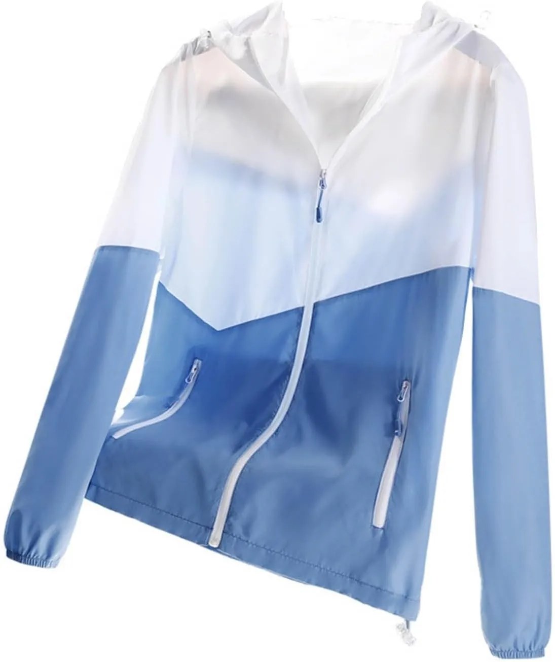 Men Full Zip UPF 50 Sun Protection Hoodie Jacket Long Sleeve Lightweight Breathable UV Shirts with Zipper Pockets