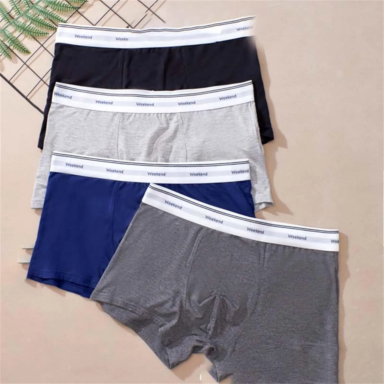 Men's Boxer Briefs Breathable Comfort Soft Underwear Mid Waist Solid Seamless Underpants