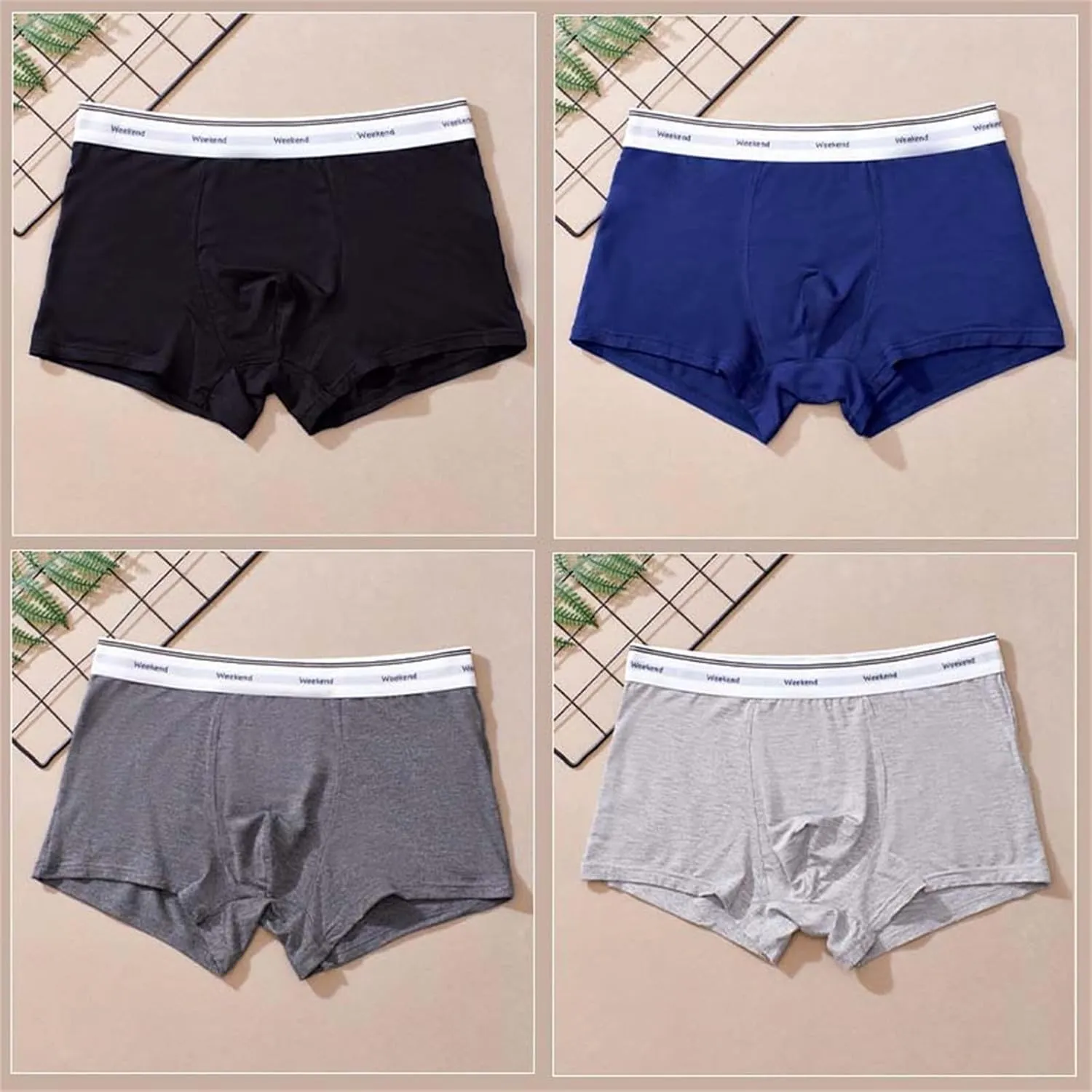 Men's Boxer Briefs Breathable Comfort Soft Underwear Mid Waist Solid Seamless Underpants