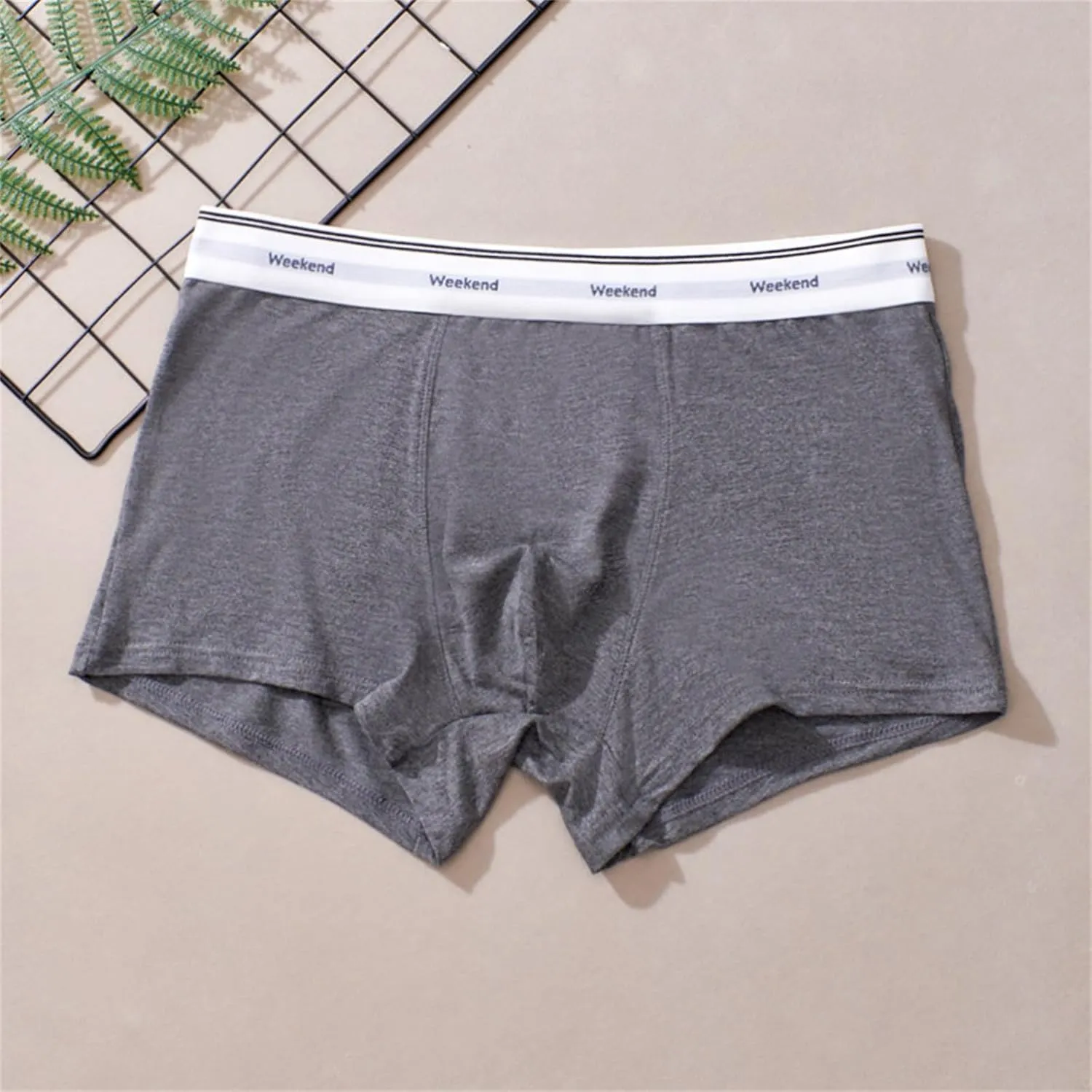 Men's Boxer Briefs Breathable Comfort Soft Underwear Mid Waist Solid Seamless Underpants