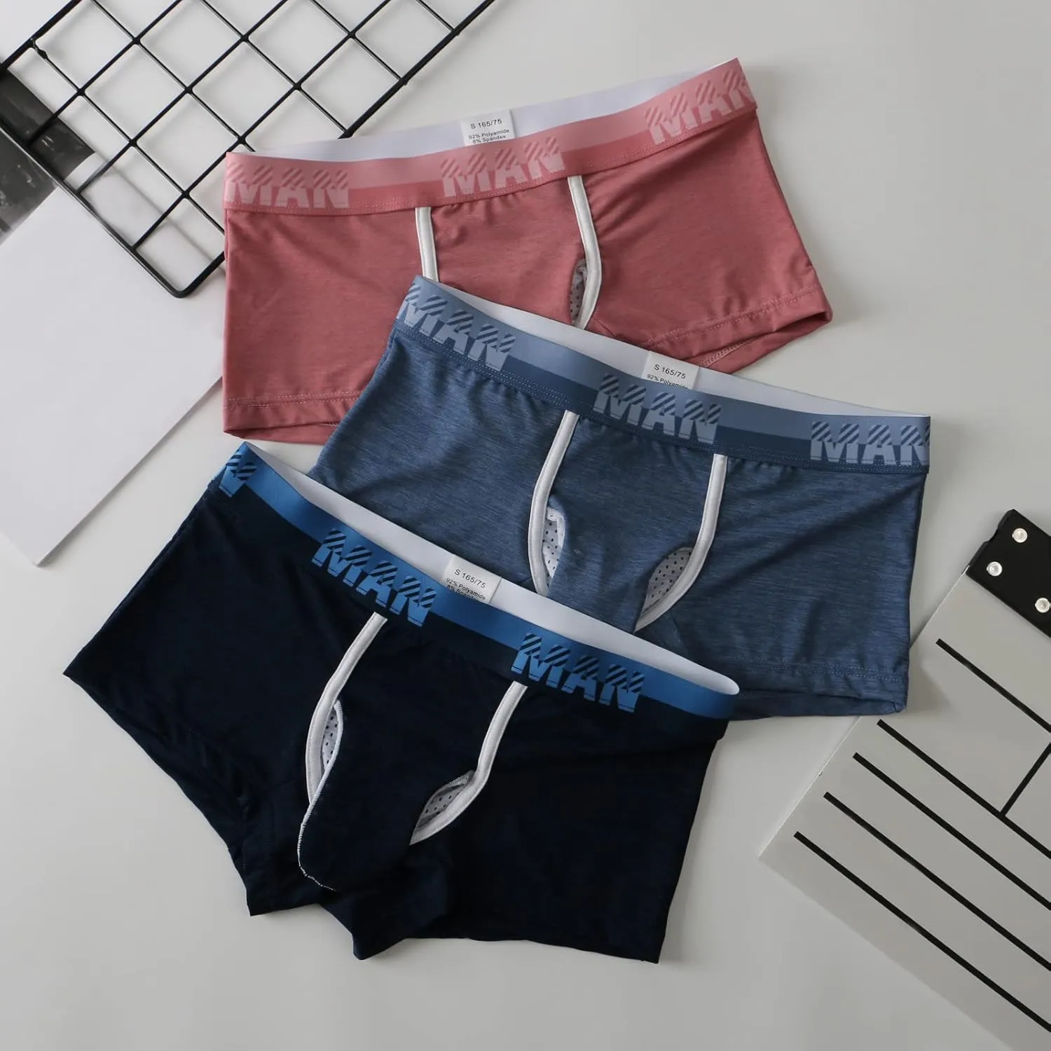 Mens Boxer Briefs Male Casual Solid Mesh Elephant Trunk Breathable Underwear Pant Knickers Comfortable Boxer