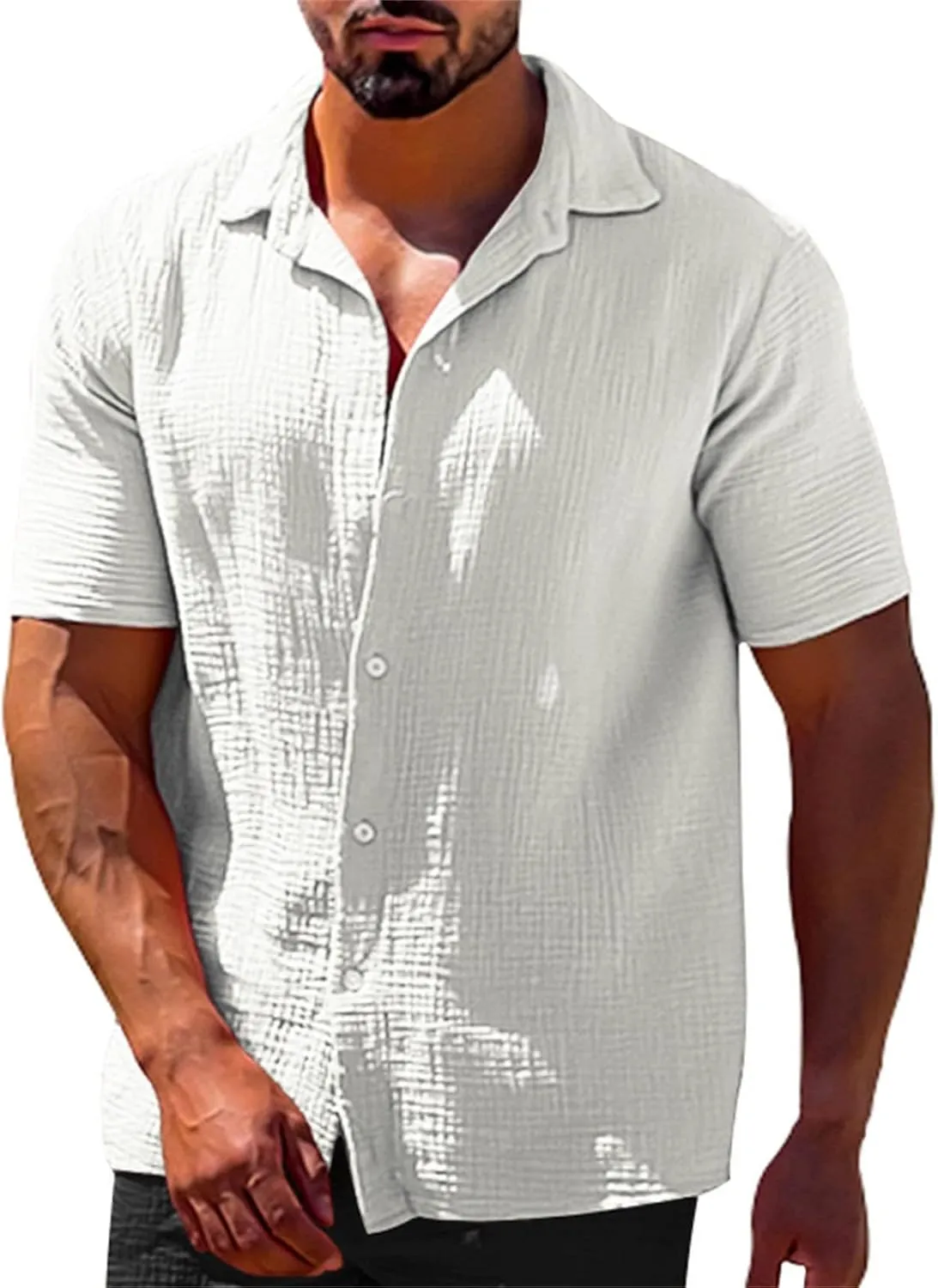 Mens Button Down Cardigan Short Sleeve Casual Shirts Lightweight Comfy Sweatshirts 2025 Spring Summer Athletic Shirts