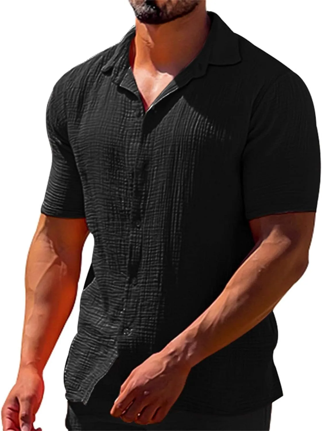 Mens Button Down Cardigan Short Sleeve Casual Shirts Lightweight Comfy Sweatshirts 2025 Spring Summer Athletic Shirts