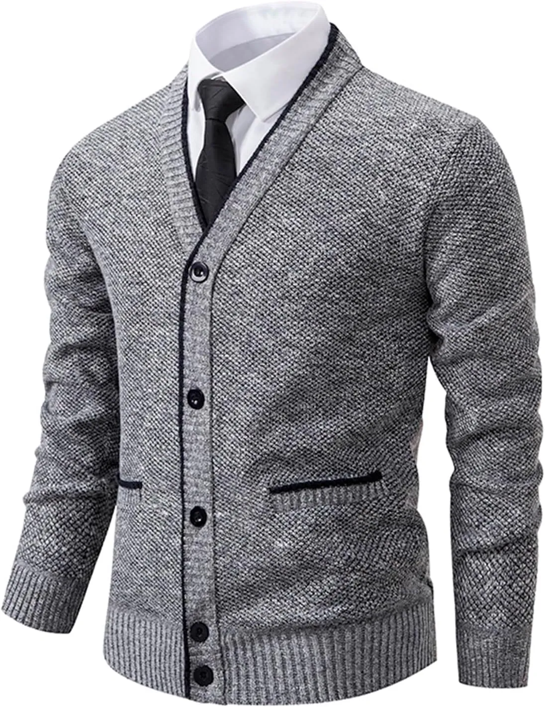 Men's Cardigan Sweaters Button Down Knit Sweater Casual V Neck Sweater Open Front Cardigan Slim Fit Winter Jacket