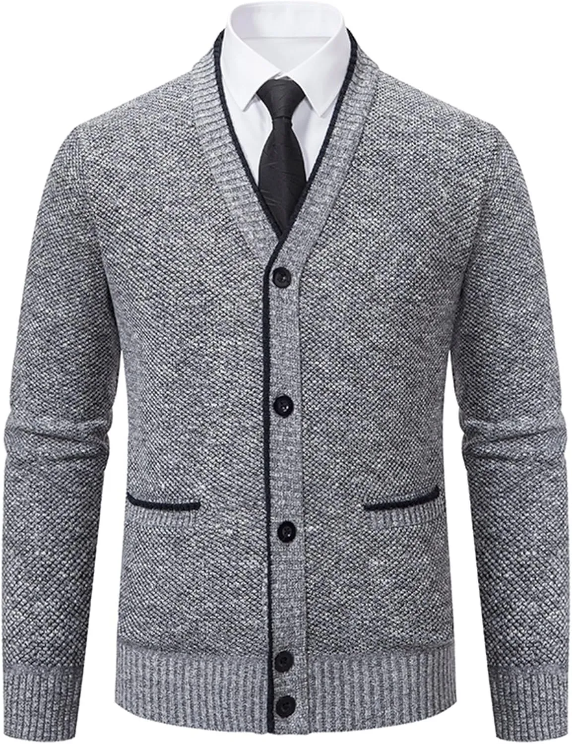 Men's Cardigan Sweaters Button Down Knit Sweater Casual V Neck Sweater Open Front Cardigan Slim Fit Winter Jacket