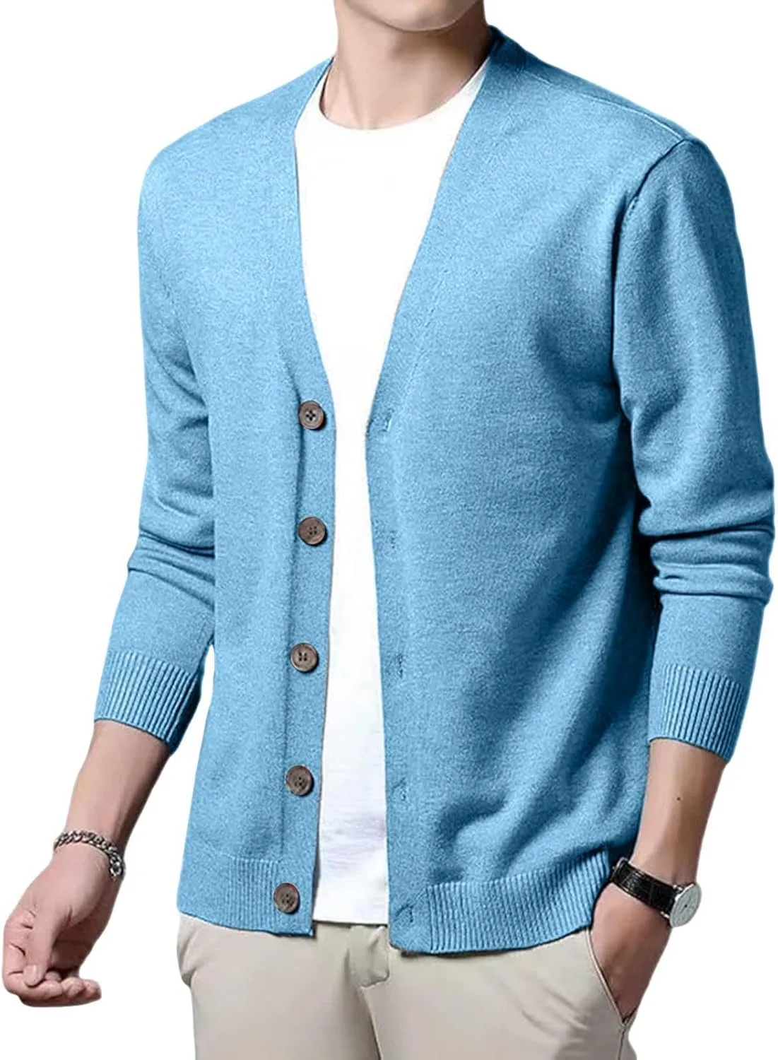 Men's Cardigan Sweaters,Men's V Neck Cardigan Sweater Casual Lightweight Button Down Knitted Cardigan Sweater