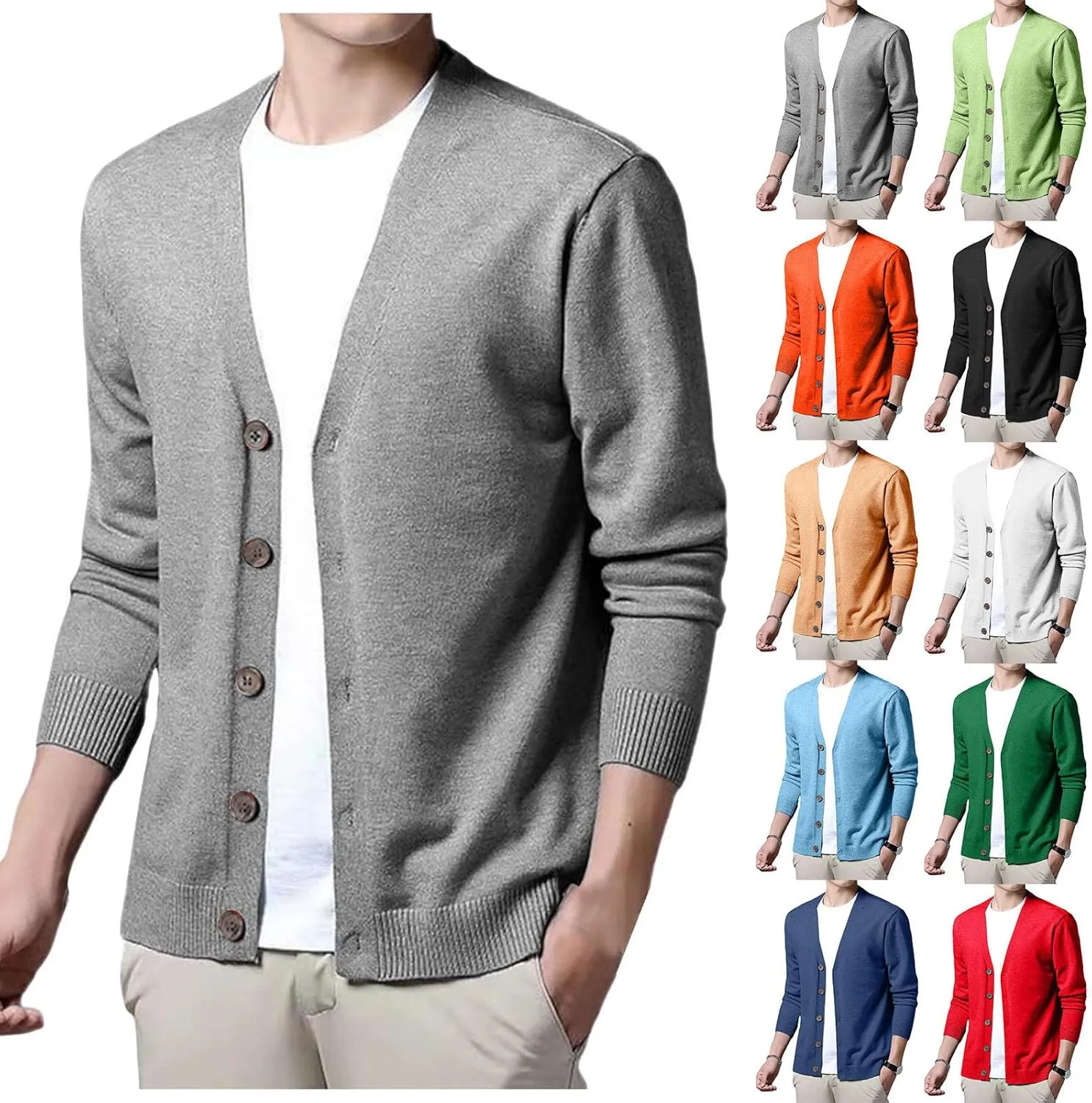 Men's Cardigan Sweaters,Men's V Neck Cardigan Sweater Casual Lightweight Button Down Knitted Cardigan Sweater