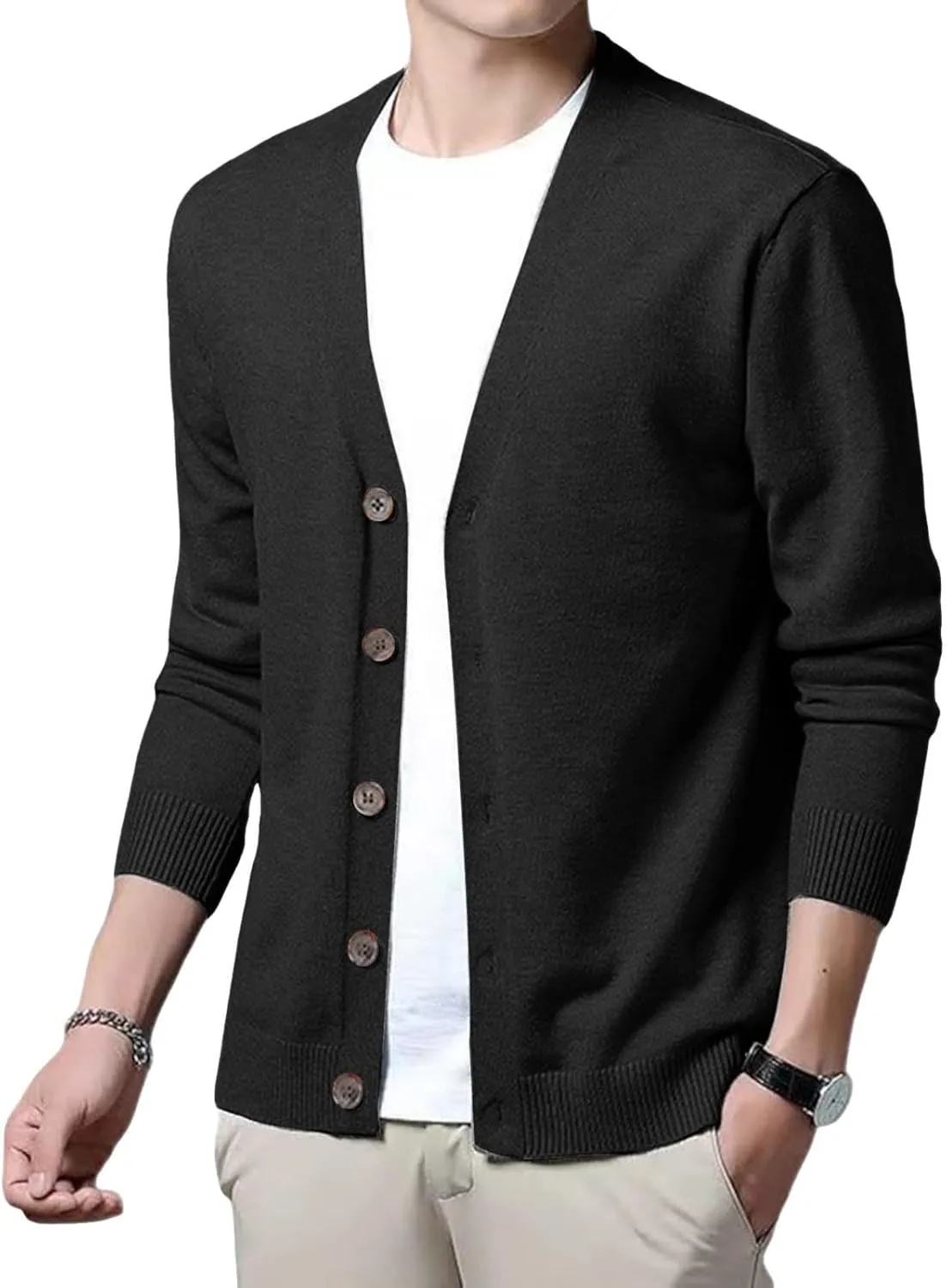 Men's Cardigan Sweaters,Men's V Neck Cardigan Sweater Casual Lightweight Button Down Knitted Cardigan Sweater
