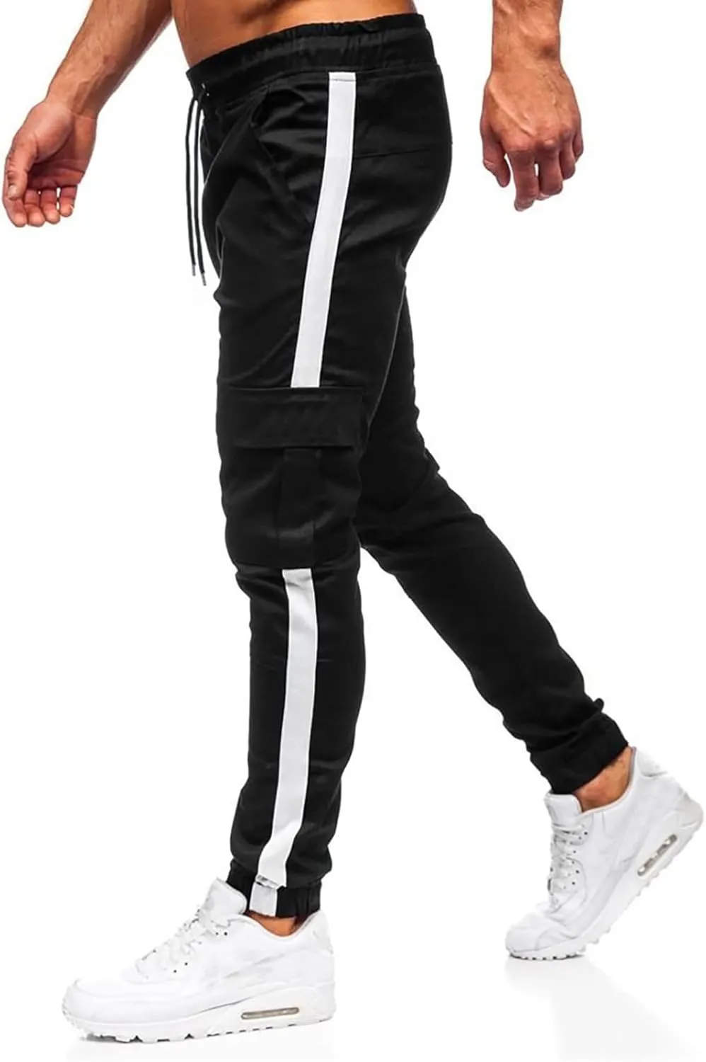 Men's Cargo Sweatpants Type Trousers Baggy Big and Tall Jogger Sweatpants Men's Lightweight Sweatpants Loose Fit Open