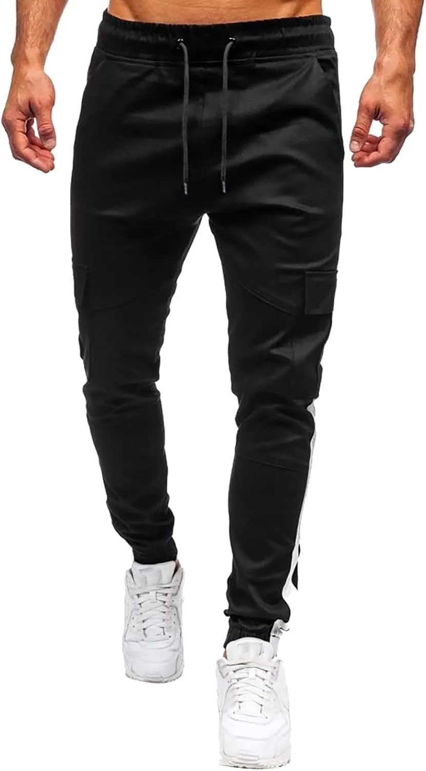 Men's Cargo Sweatpants Type Trousers Baggy Big and Tall Jogger Sweatpants Men's Lightweight Sweatpants Loose Fit Open
