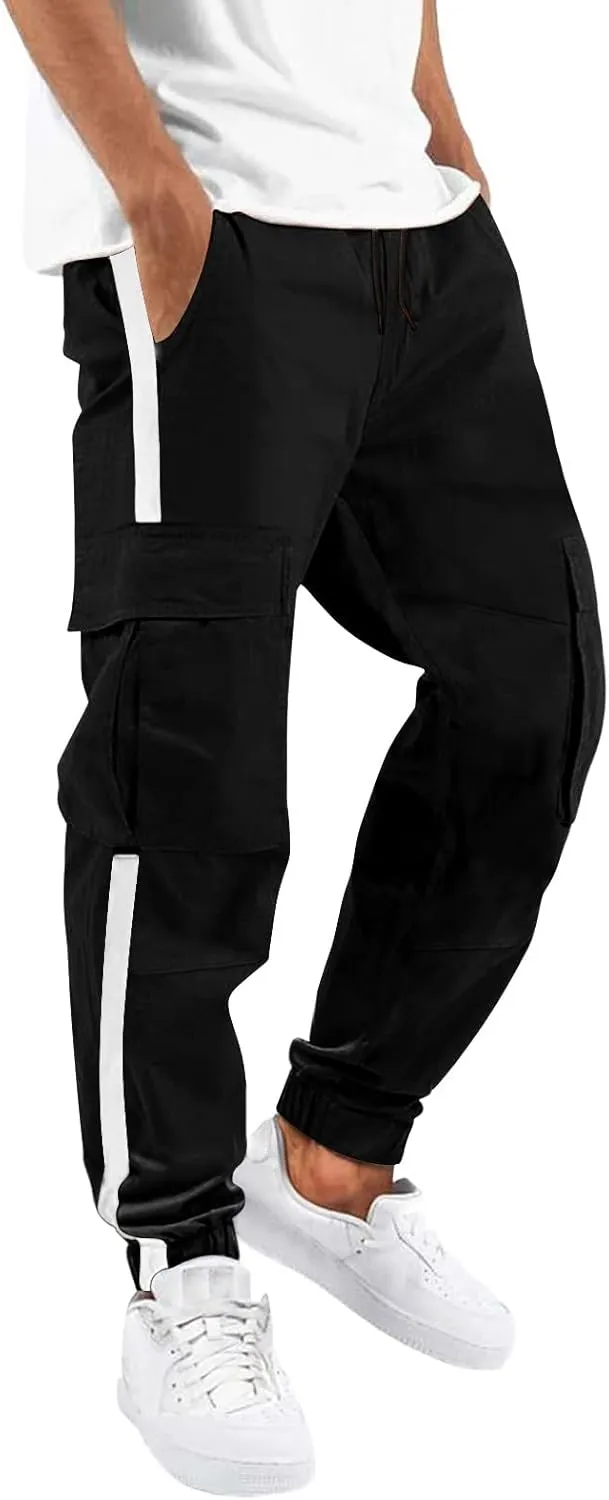 Men's Cargo Sweatpants Type Trousers Baggy Big and Tall Jogger Sweatpants Men's Lightweight Sweatpants Loose Fit Open