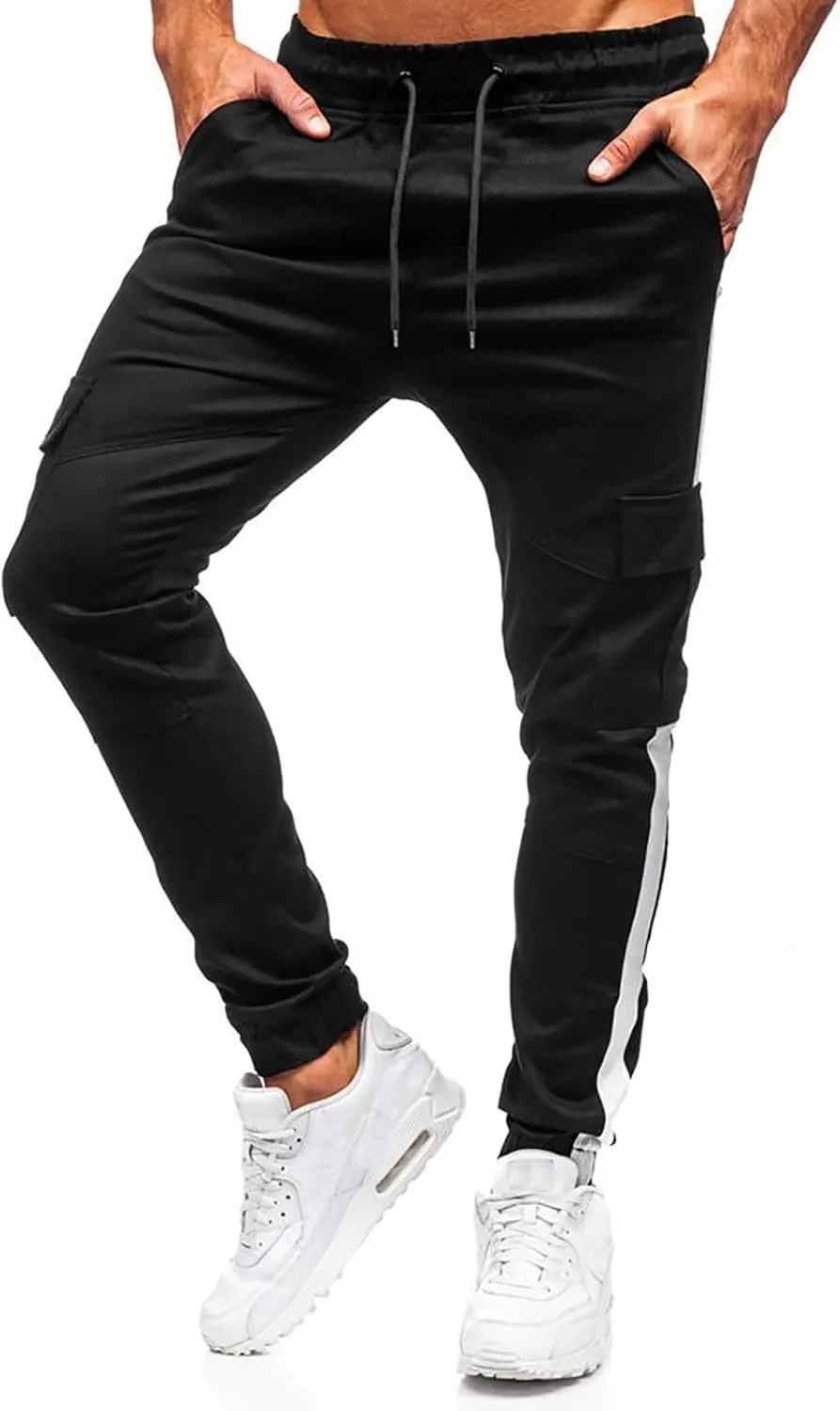 Men's Cargo Sweatpants Type Trousers Baggy Big and Tall Jogger Sweatpants Men's Lightweight Sweatpants Loose Fit Open