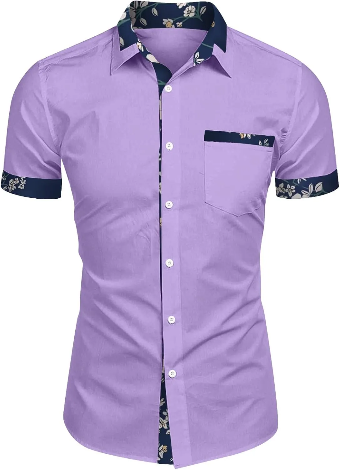 Men's Casual Button Down Shirts Regular Fit Short Sleeve Hawaiian Shirt for Men Big and Tall Dress Shirt Beach Tops