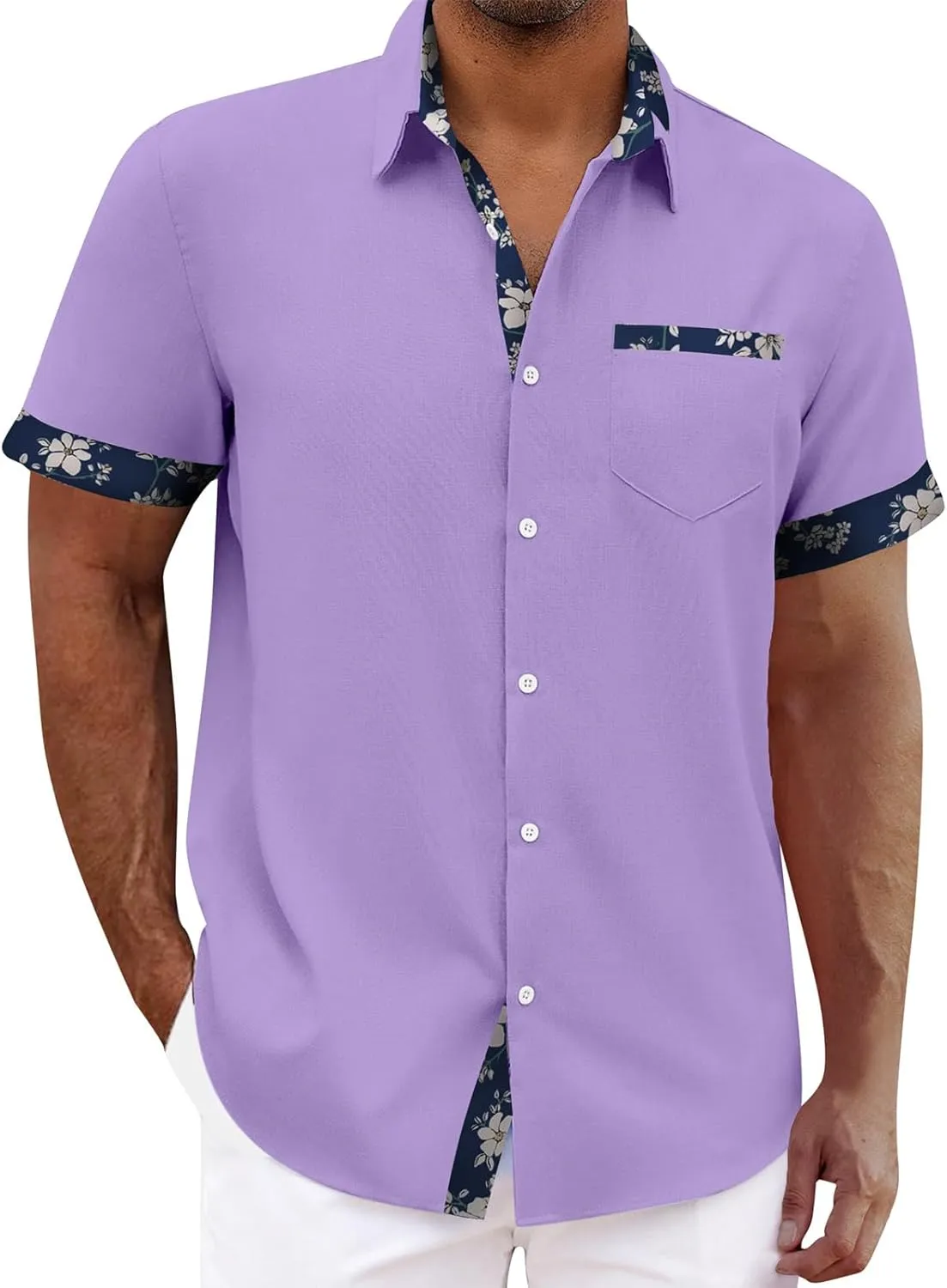Men's Casual Button Down Shirts Regular Fit Short Sleeve Hawaiian Shirt for Men Big and Tall Dress Shirt Beach Tops