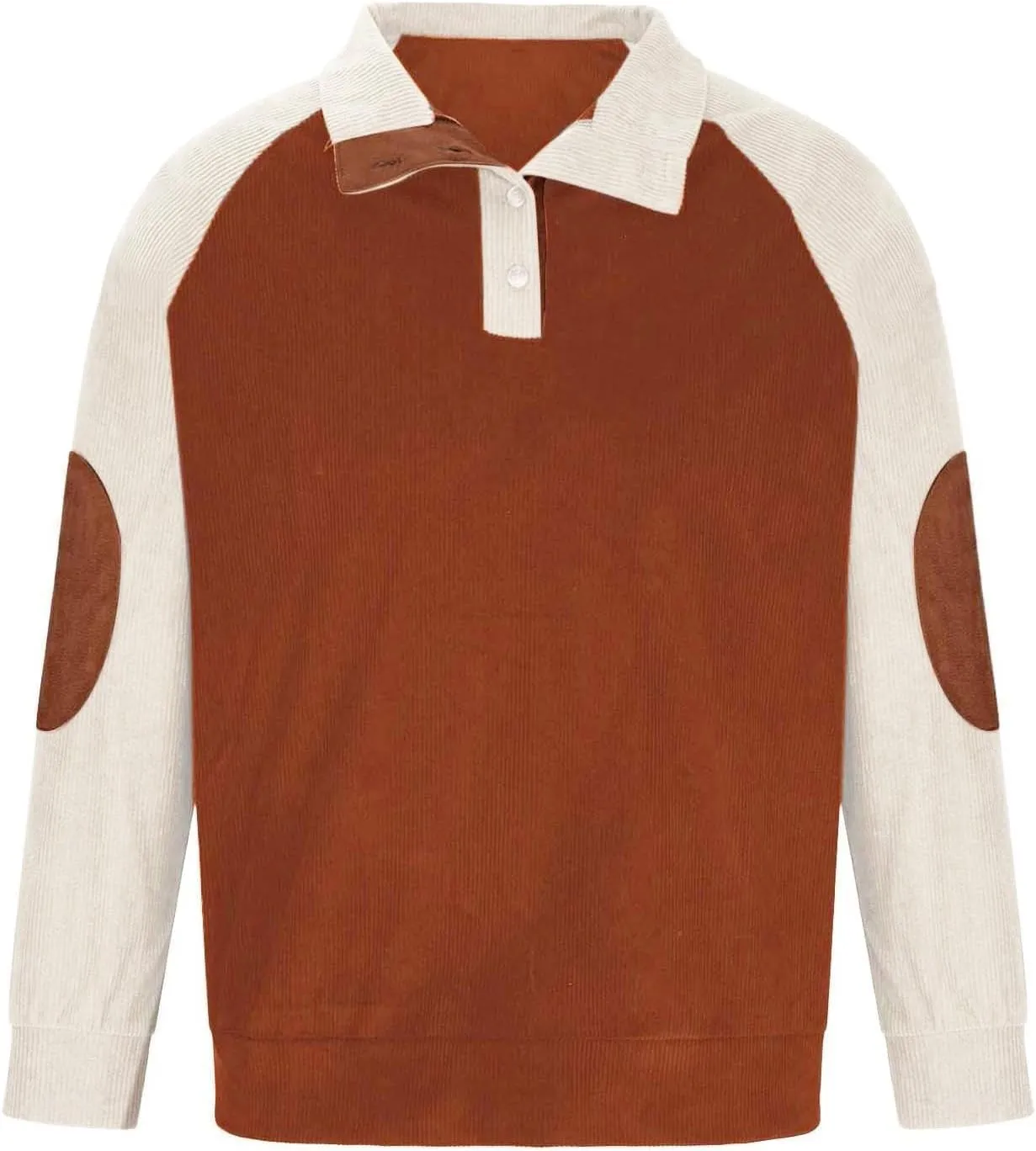 Mens Casual Corduroy Sweatshirt Casual Long Sleeve Button Solid Color Long Sleeve T Shirt Top Mock Neck Sweaters