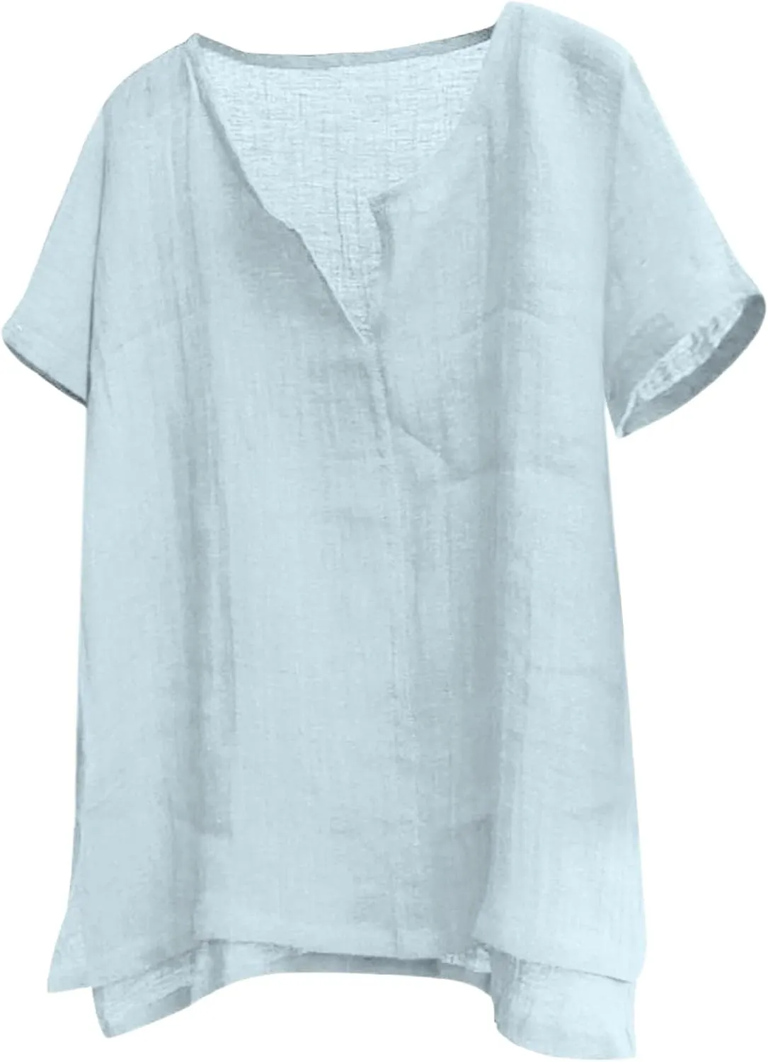 Mens Casual Henley Shirts Cotton Linen Short Sleeve V Neck Shirt Cool Summer Hippie Lightweight Tops for Beach Yoga