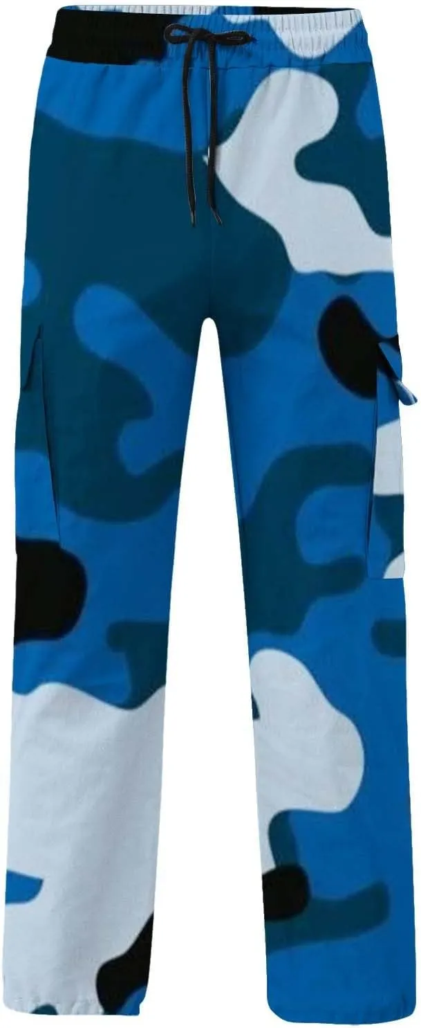 Mens Casual Joggers Pants Men's Winter Street Casual Sports Multi Pocket Up Solid Color Open Bottom Running
