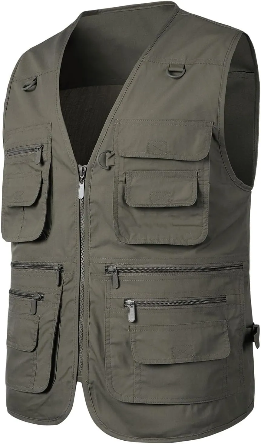 Men's Casual Outdoor Work Fishing Travel Photo Cargo Vest Multi Pockets Summer Mesh Casual Utility Military Vest