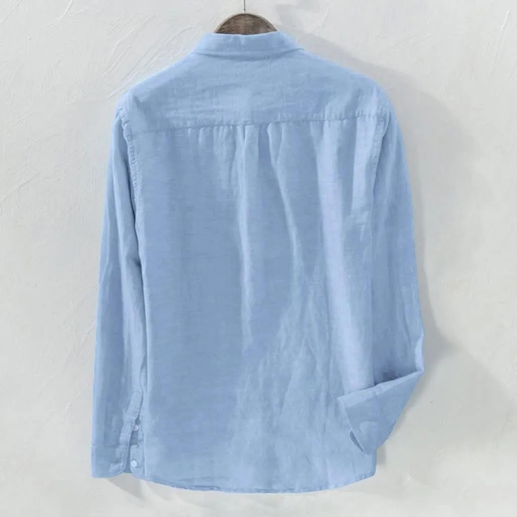 Men's Casual Shirt Long Sleeve Casual Button Down Shirt for Men Summer Beach Wedding Shirt Cotton Linen T-Shirts