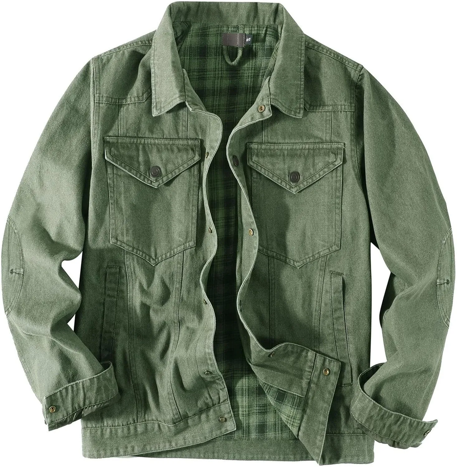 Mens Distressed Cowboys Rugged Denim Jackets Flannel Lined Western Classic Slim Fit Vintage Trucker Biker Jeans Coats