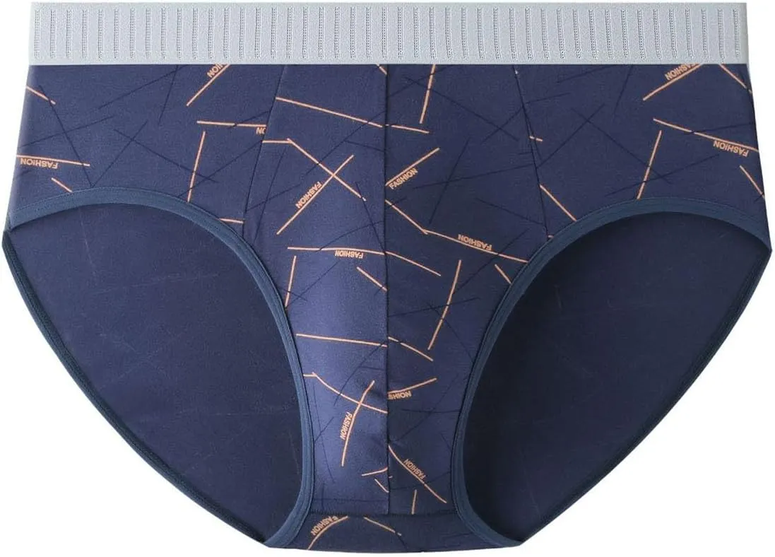 Men's Fashion Print Cotton Briefs Soft Breathable Close Fitting Underwear Lightweight Comfort Stretch Panties