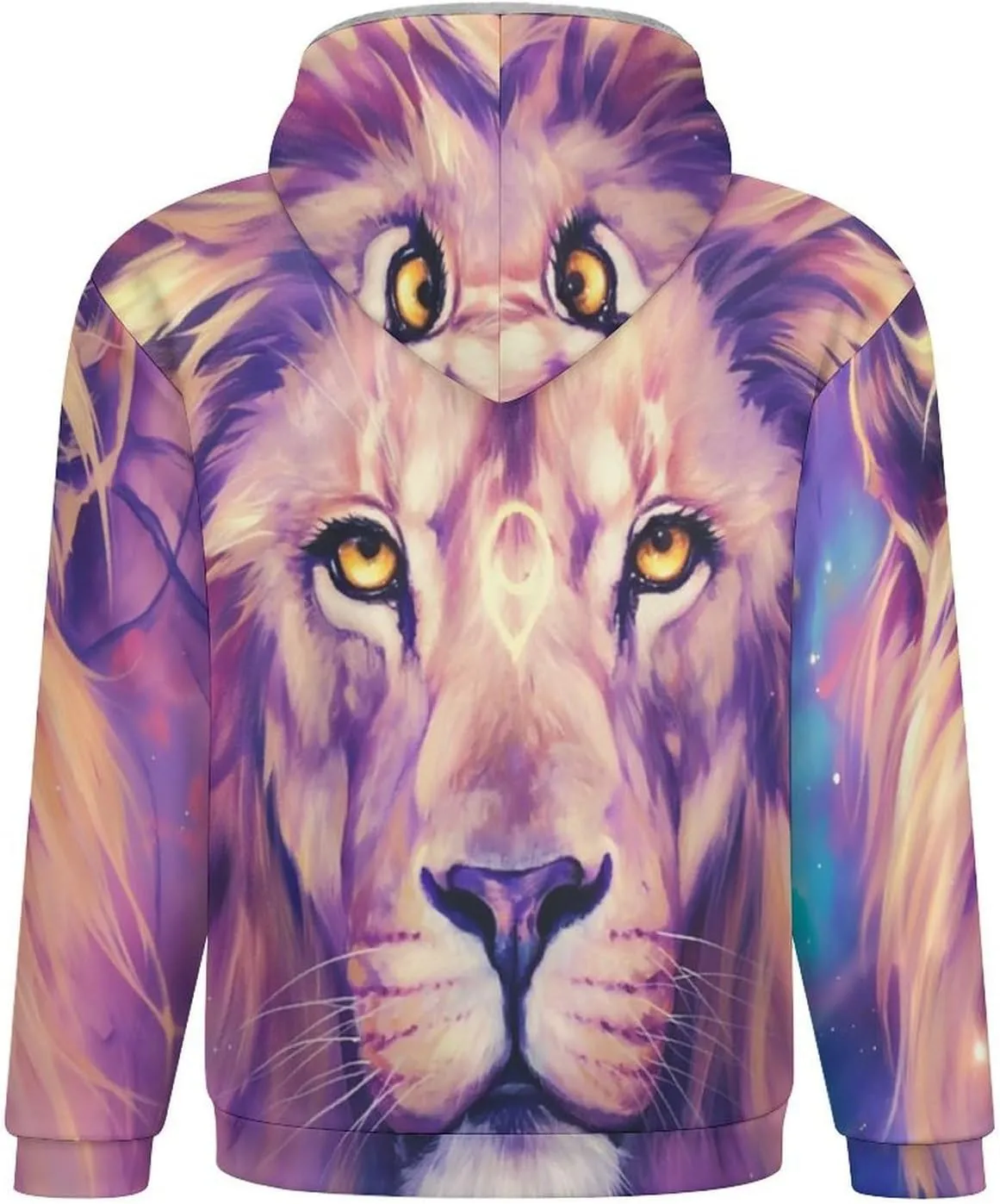 Men'S Fleece Jackets Zip Up Hoodies, Winter Purple Lion Jackets, Windproof Work Hoodie With Pockets, Windbreakers W