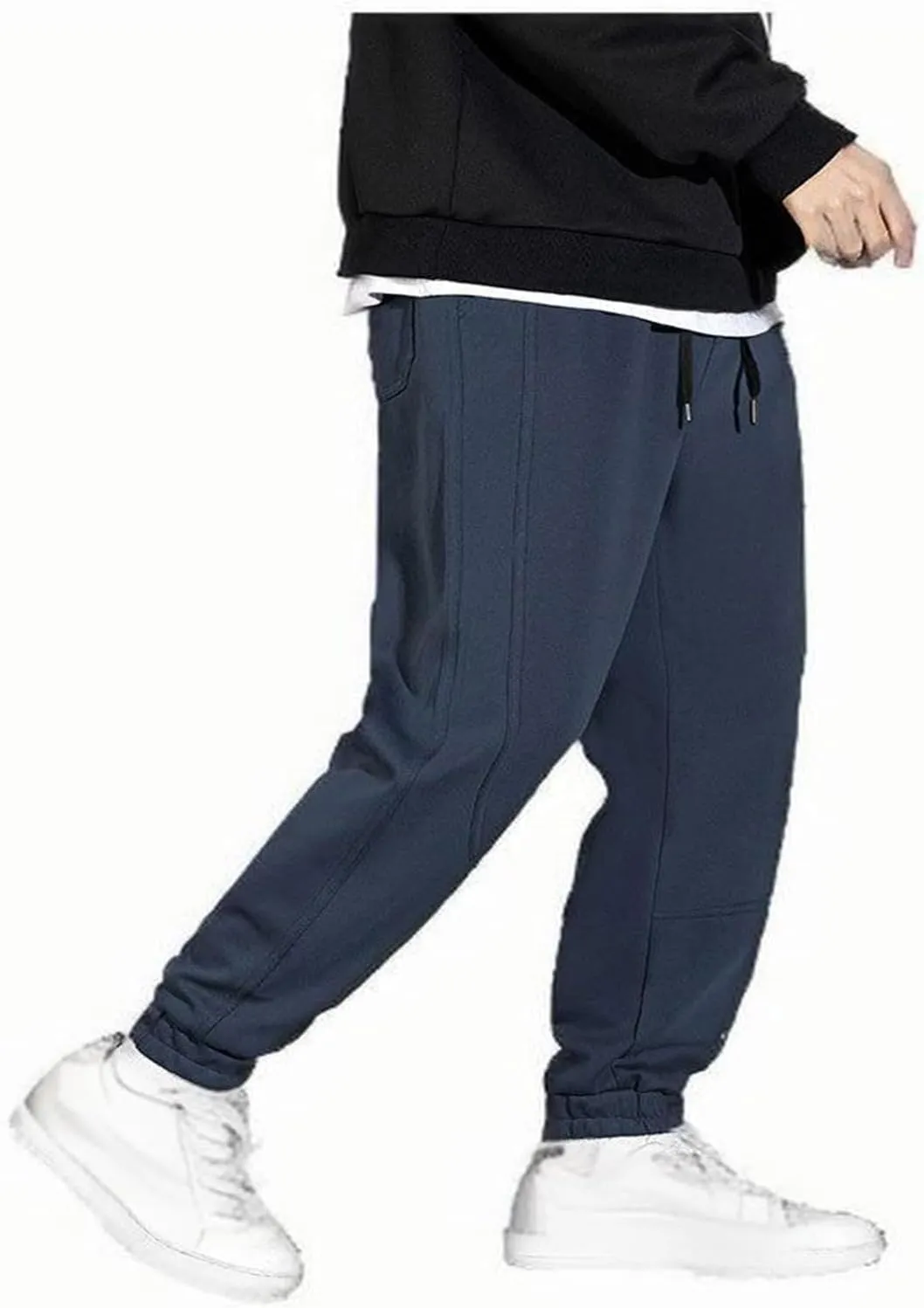 Men's Fleece Jogger Sweatpants Baggy Elastic Waist Drawstring Cargo Pants with Pockets Casual Workout Gym Trousers