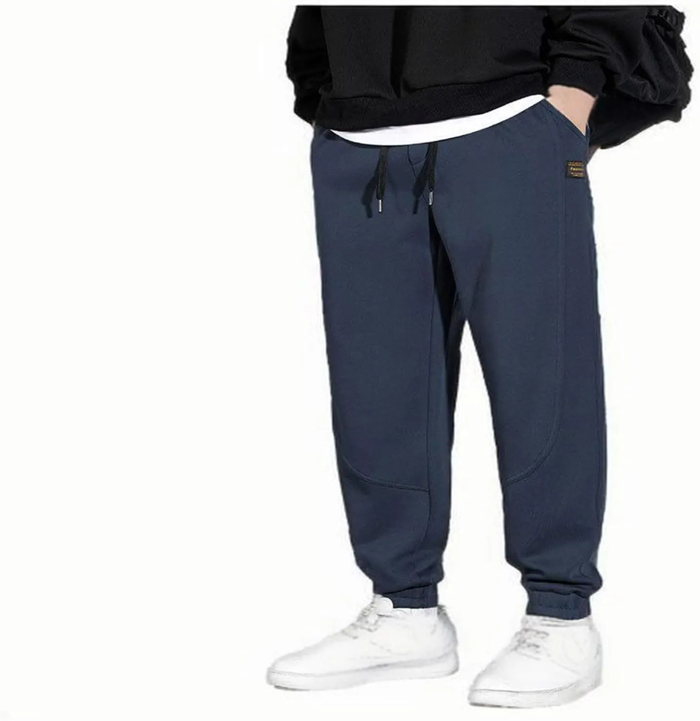 Men's Fleece Jogger Sweatpants Baggy Elastic Waist Drawstring Cargo Pants with Pockets Casual Workout Gym Trousers