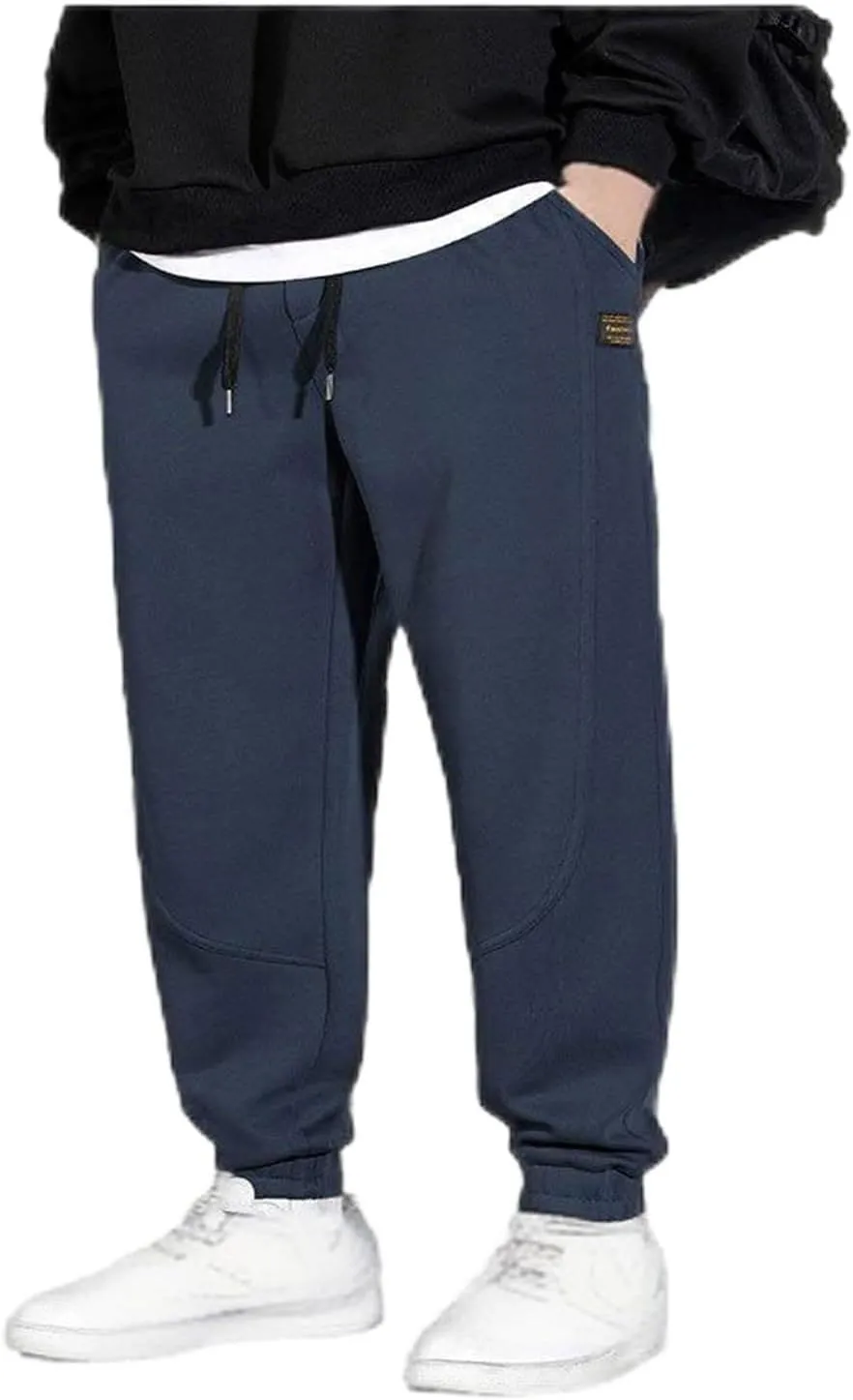 Men's Fleece Jogger Sweatpants Baggy Elastic Waist Drawstring Cargo Pants with Pockets Casual Workout Gym Trousers