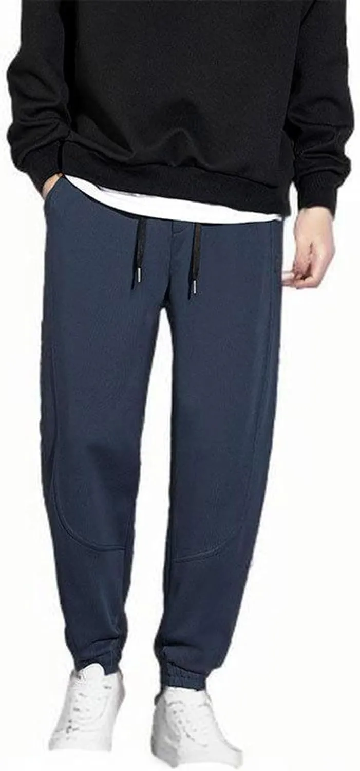 Men's Fleece Jogger Sweatpants Baggy Elastic Waist Drawstring Cargo Pants with Pockets Casual Workout Gym Trousers