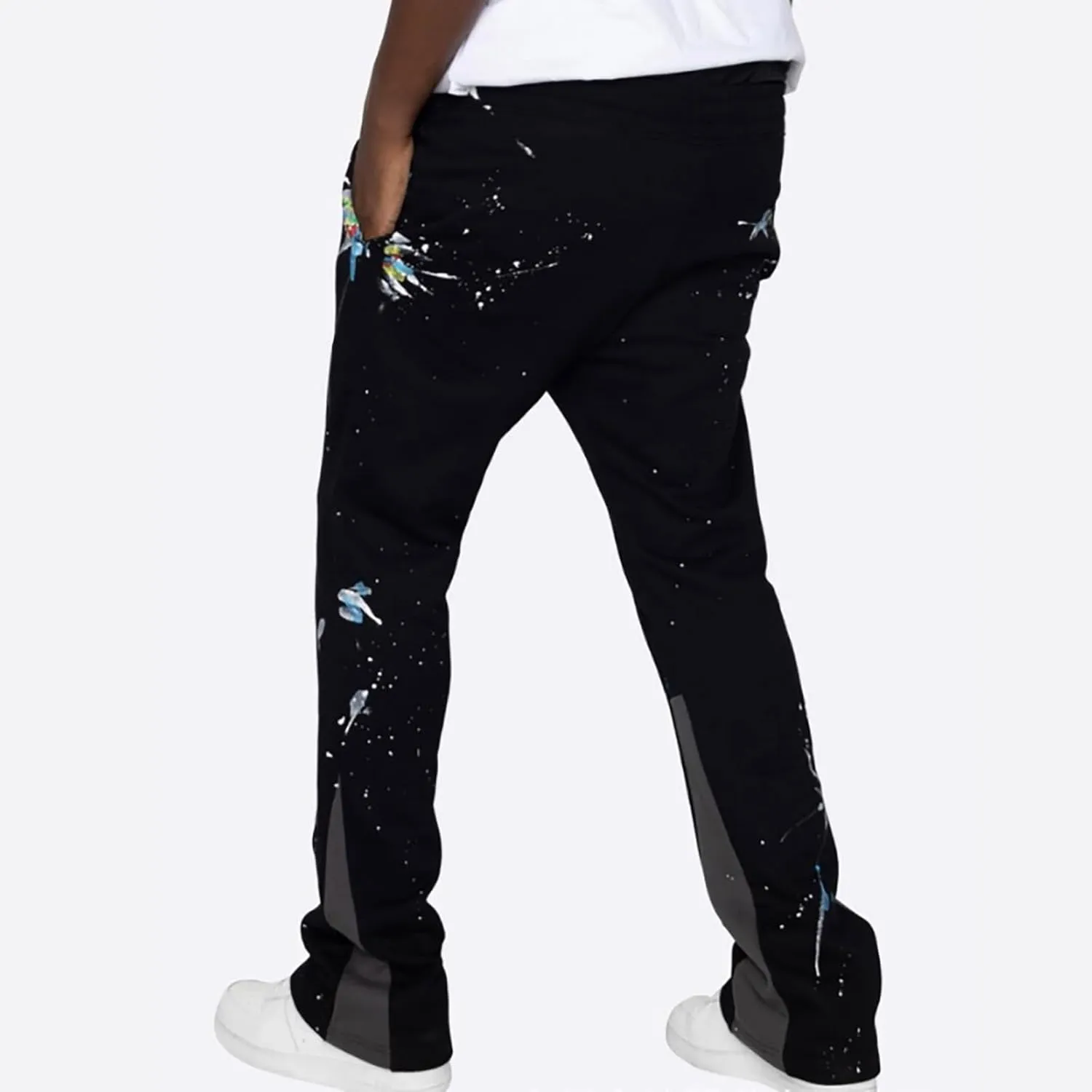 Men's Fleece Sweatpants Leg Fashion Pants Pants Stitching Casual Men's Multi-Pocket Men's Fleece Joggers with