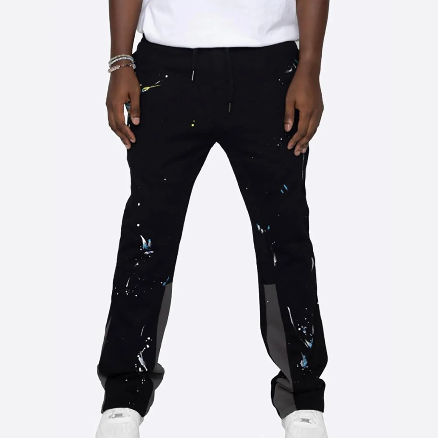 Men's Fleece Sweatpants Leg Fashion Pants Pants Stitching Casual Men's Multi-Pocket Men's Fleece Joggers with