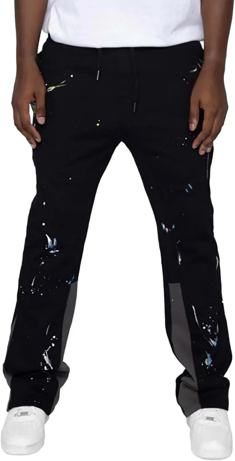 Men's Fleece Sweatpants Leg Fashion Pants Pants Stitching Casual Men's Multi-Pocket Men's Fleece Joggers with