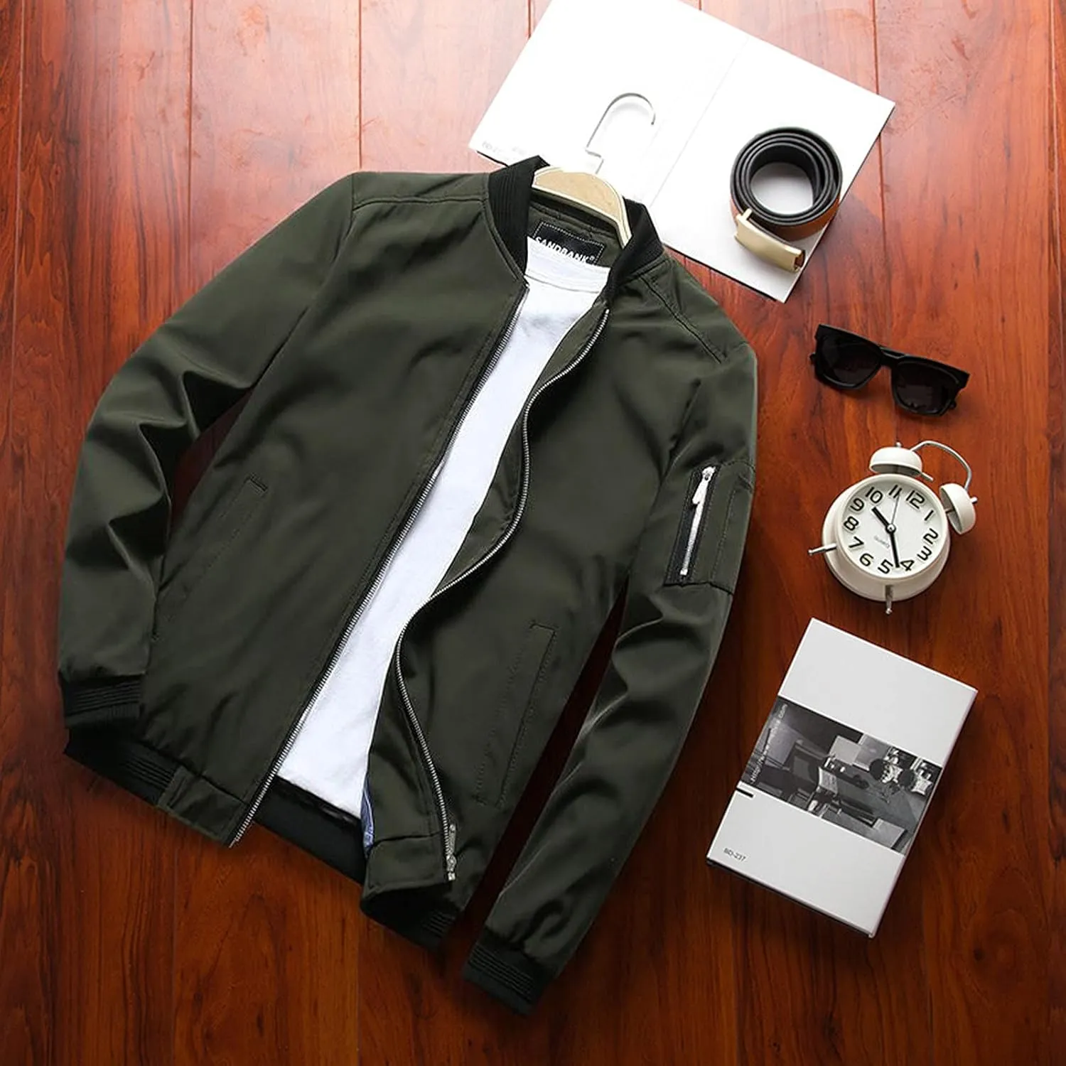 Men's Jacket Lightweight Windbreaker Bomber Jacket Windproof Casual Jacket Outwear with 5 Pockets