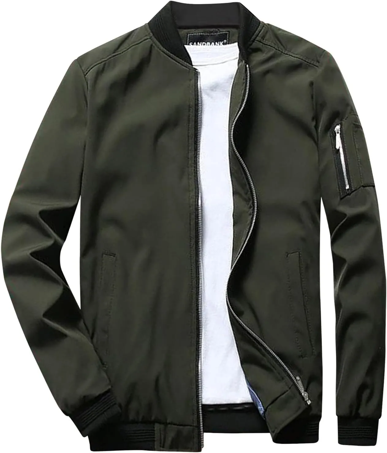 Men's Jacket Lightweight Windbreaker Bomber Jacket Windproof Casual Jacket Outwear with 5 Pockets