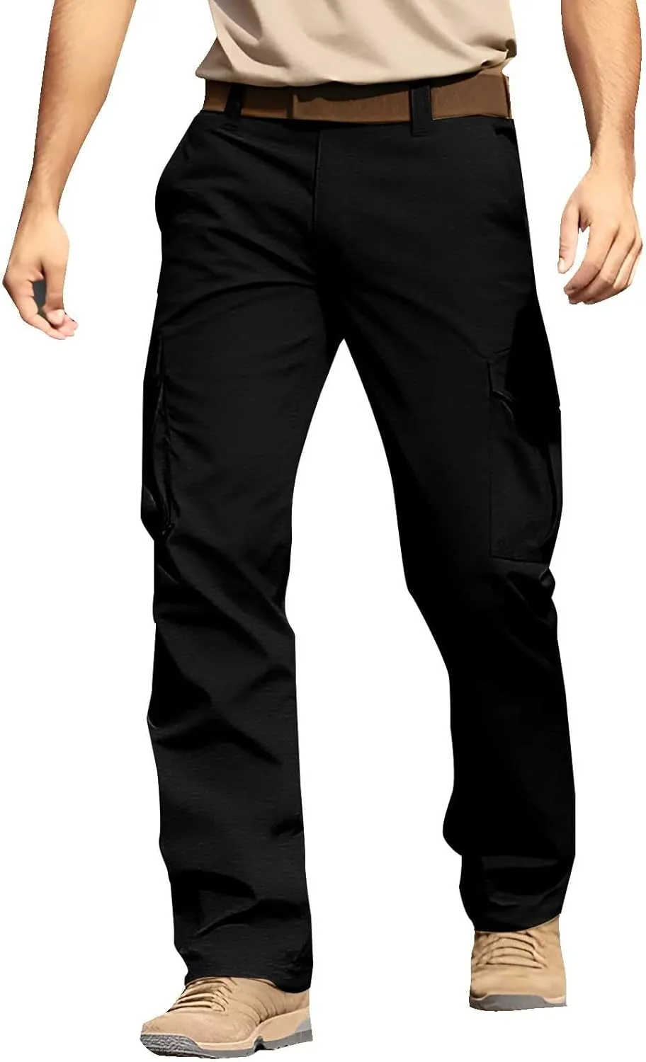 Men's Joggers Sweatpants Pants Men's Elastic Multi Pocket Pants Outdoor Straight Tube Active Running Jogger Pants