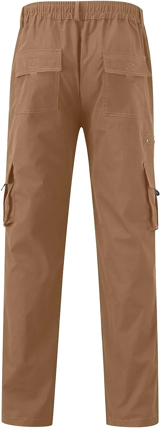 Mens Joggers Sweatpants Solid Color Pocket Trousers Loose Sports Trousers Track Training Outdoor Tactical Sweatpants