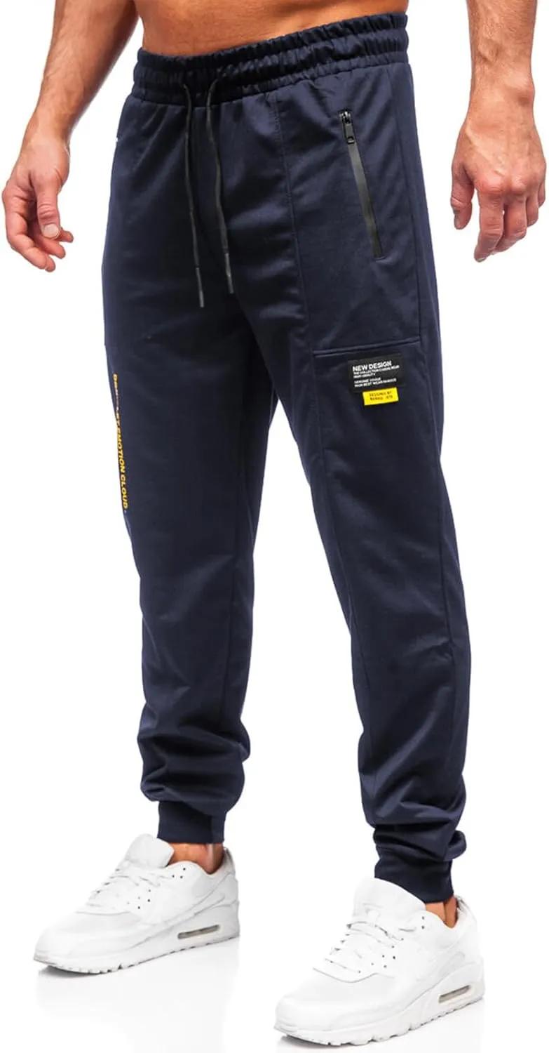 Men's Lightweight Athletic Casual Jogger Pants Running Workout Gym Sweat Pants for Men with Zipper Pockets
