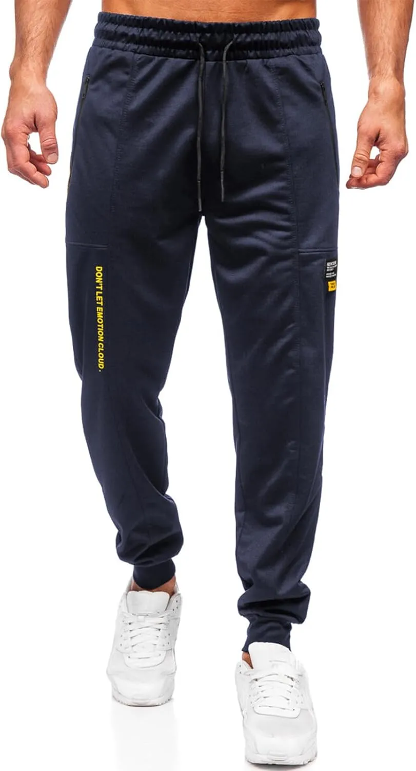 Men's Lightweight Athletic Casual Jogger Pants Running Workout Gym Sweat Pants for Men with Zipper Pockets