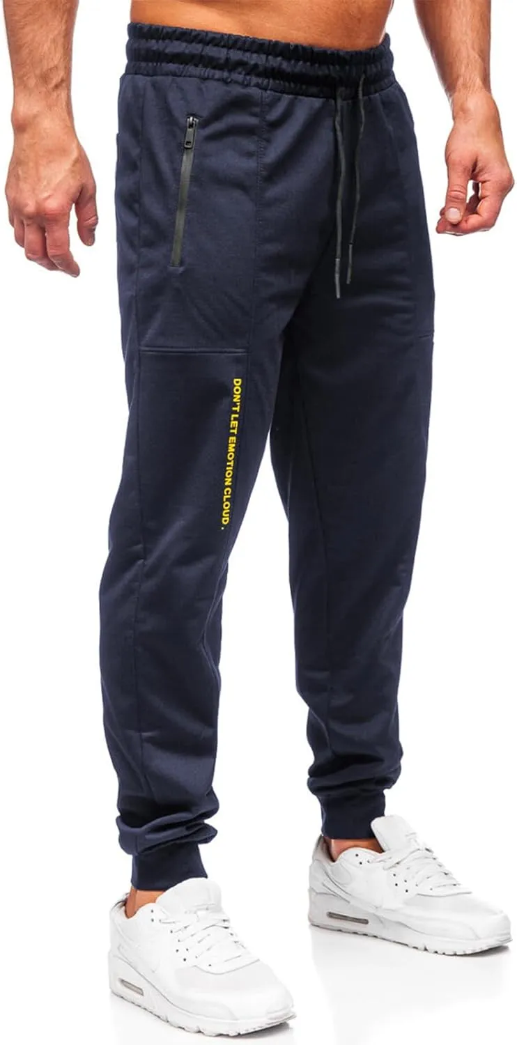 Men's Lightweight Athletic Casual Jogger Pants Running Workout Gym Sweat Pants for Men with Zipper Pockets
